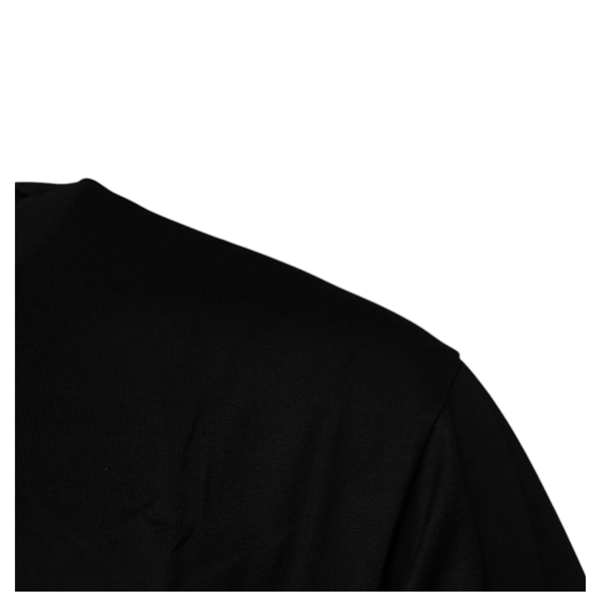 Black Logo Patch Cotton Crew Neck T-shirt