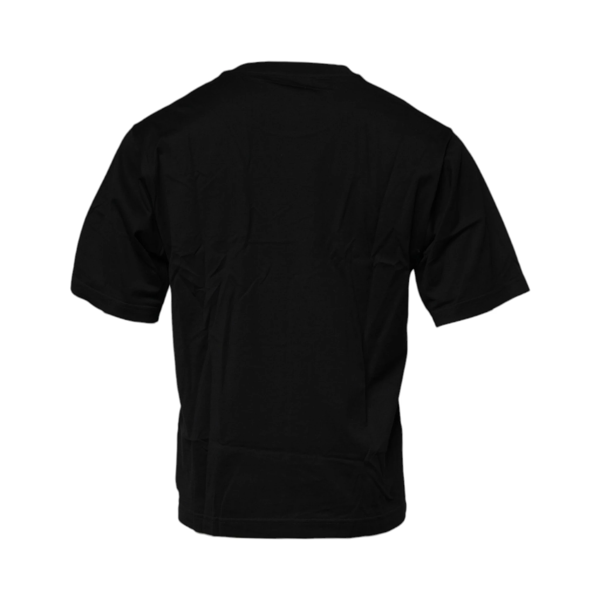 Black Logo Patch Cotton Crew Neck T-shirt