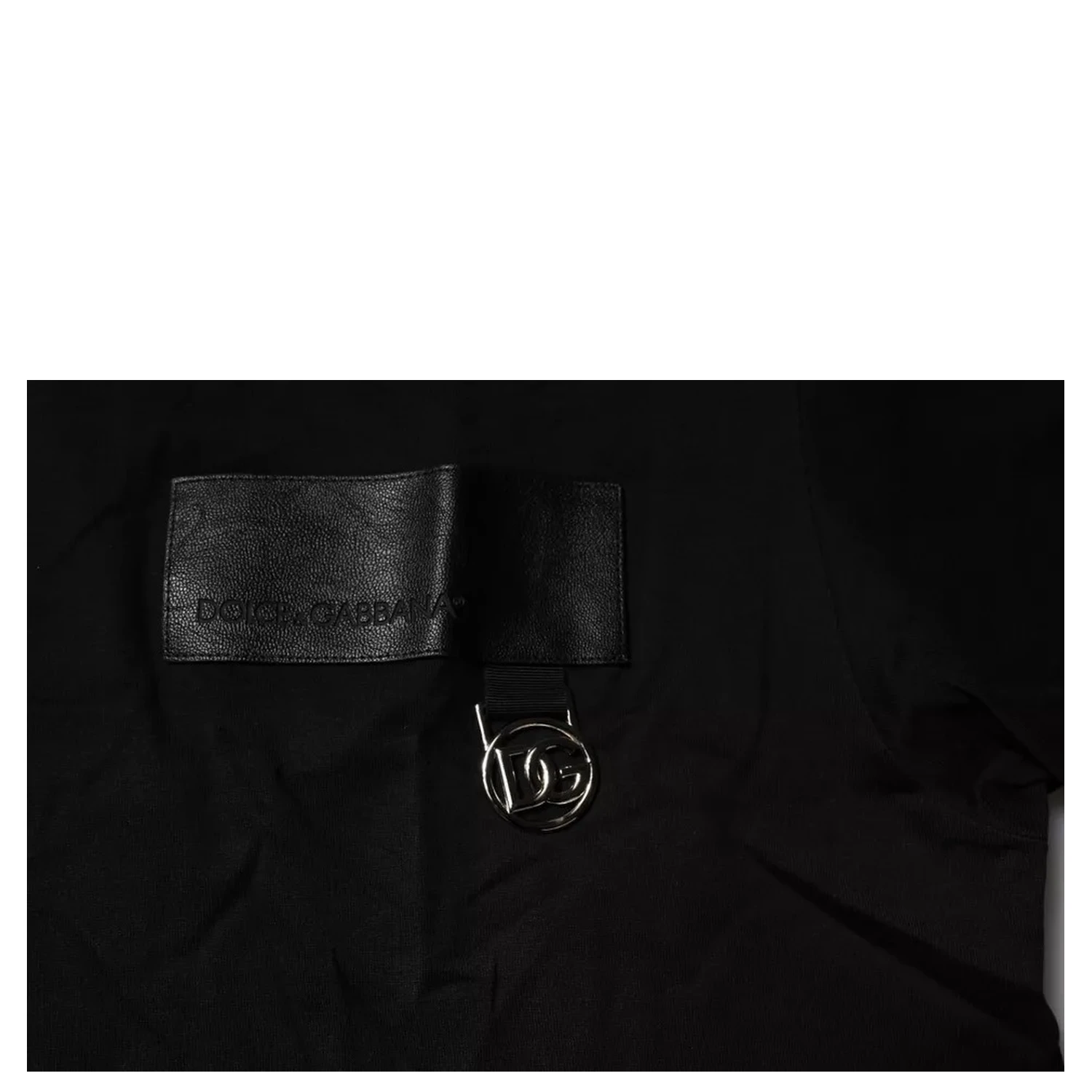 Black Logo Patch Cotton Crew Neck T-shirt