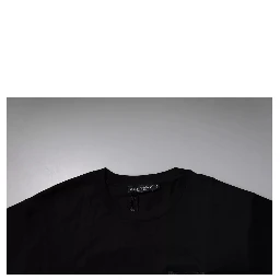 Black Logo Patch Cotton Crew Neck T-shirt