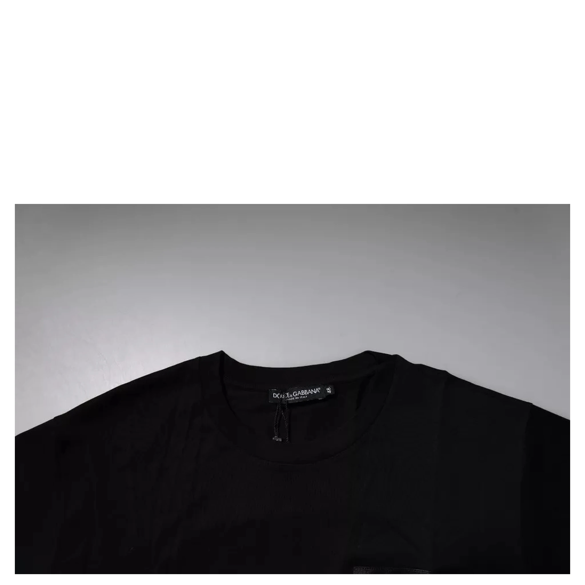 Black Logo Patch Cotton Crew Neck T-shirt