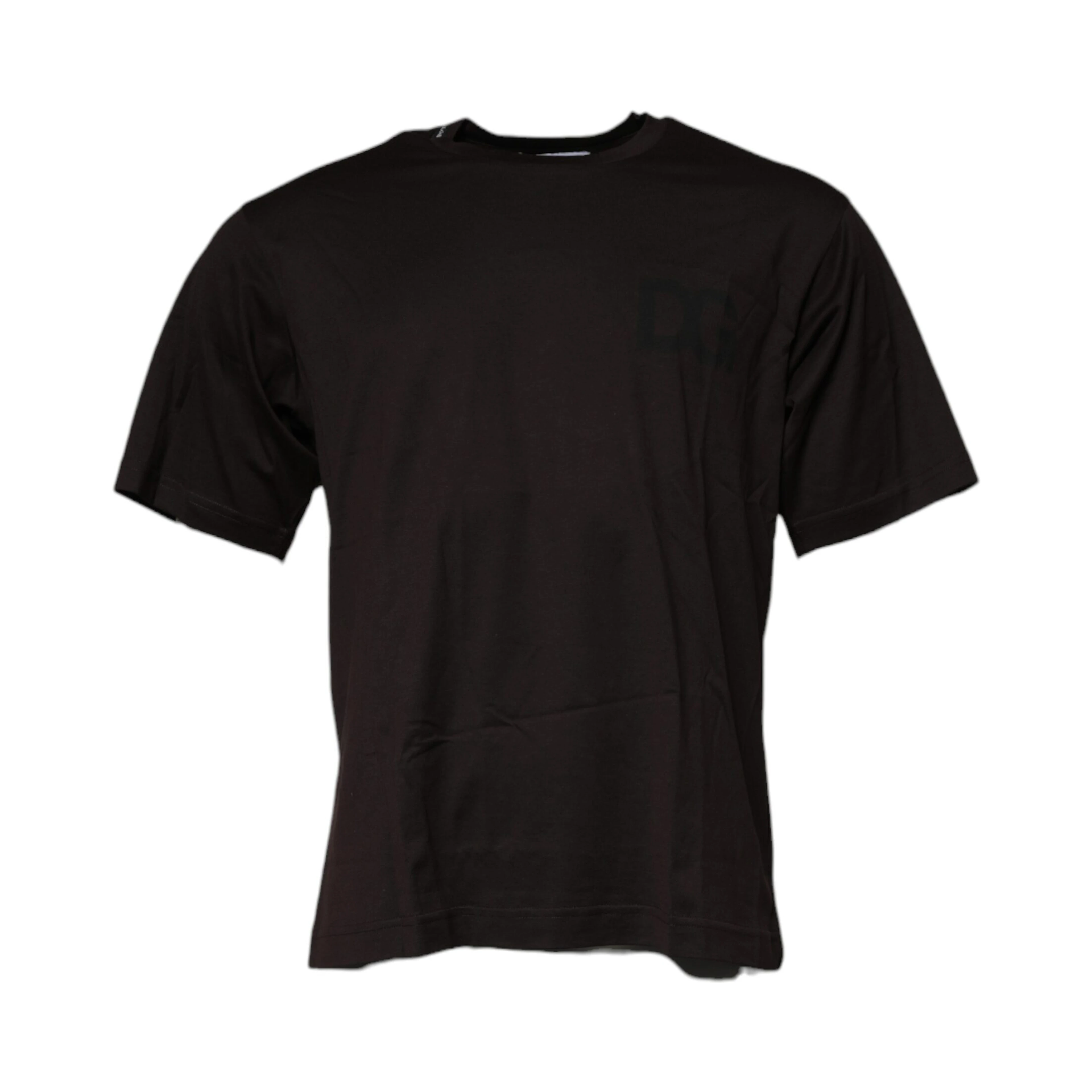 Dark Brown Logo Cotton Crew Neck T-shirt