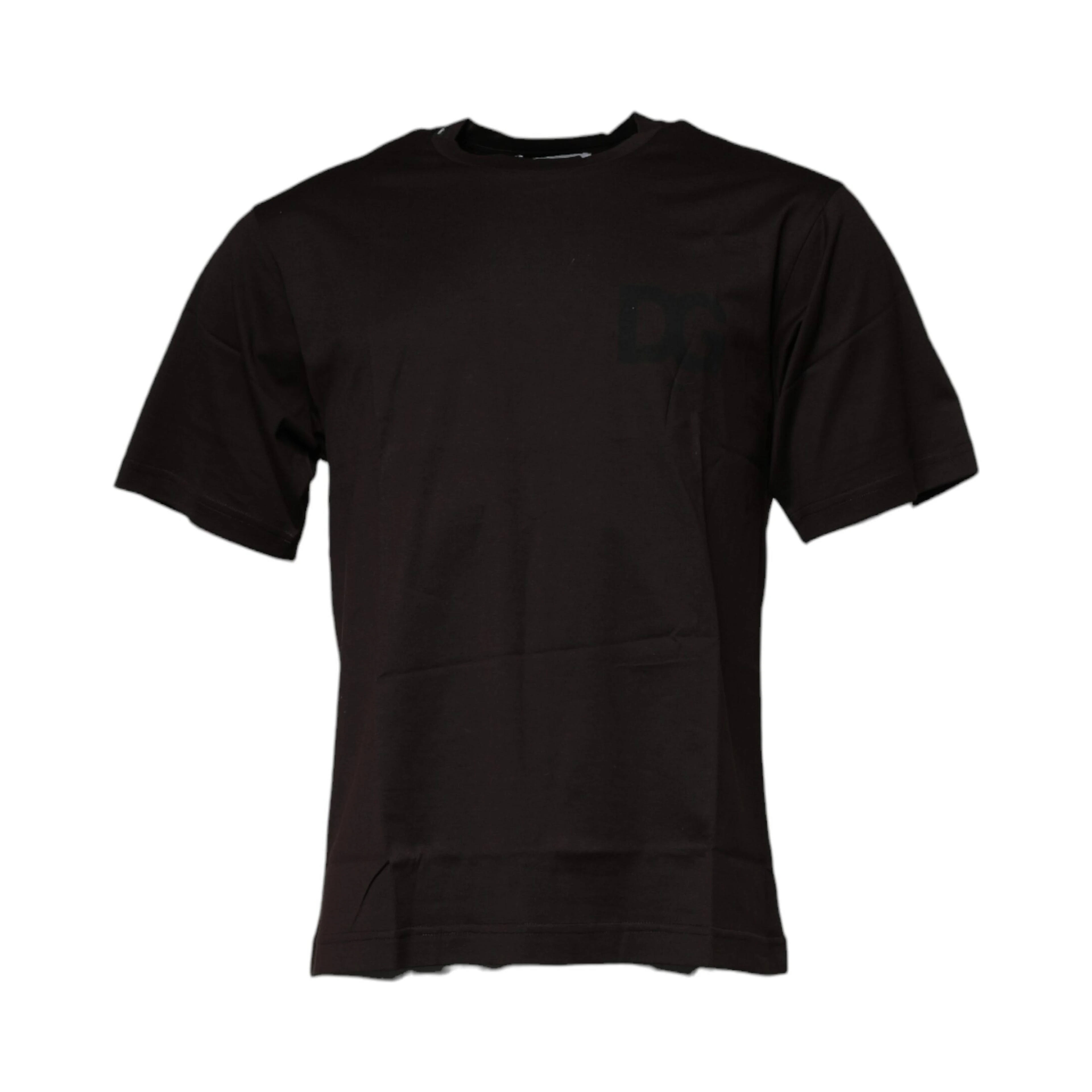 Dark Brown Logo Cotton Crew Neck T-shirt