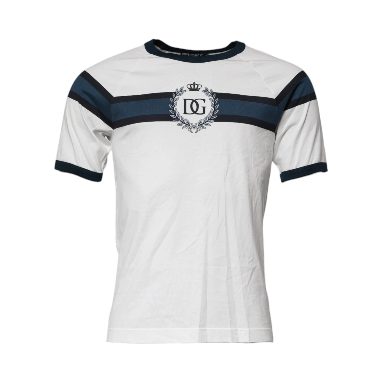 White Logo Print Cotton Men Crew Neck T-shirt