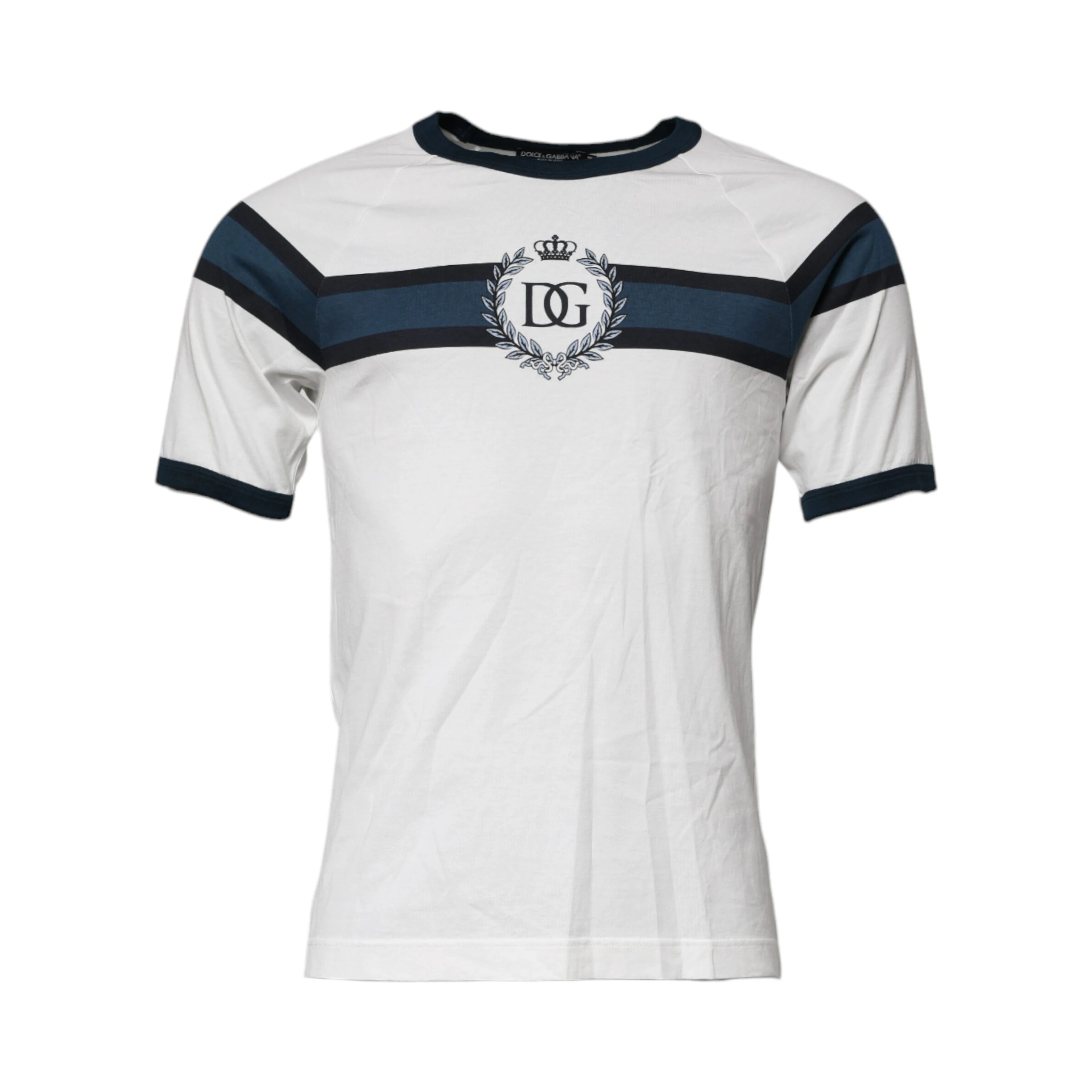 White Logo Print Cotton Men Crew Neck T-shirt
