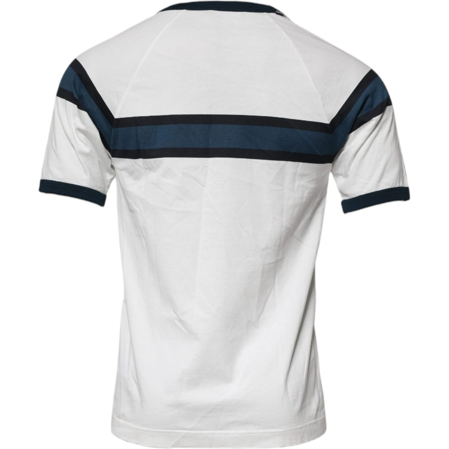 White Logo Print Cotton Men Crew Neck T-shirt