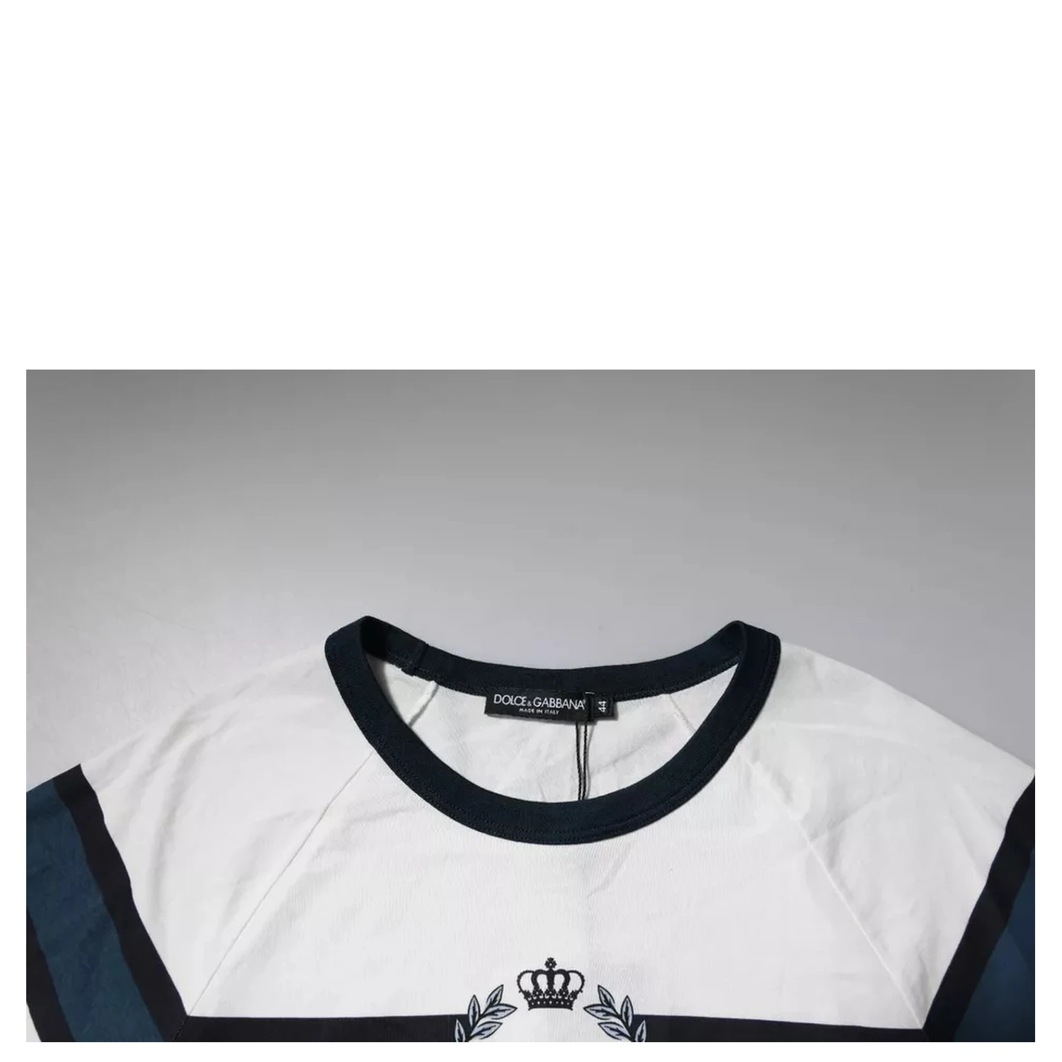 White Logo Print Cotton Men Crew Neck T-shirt