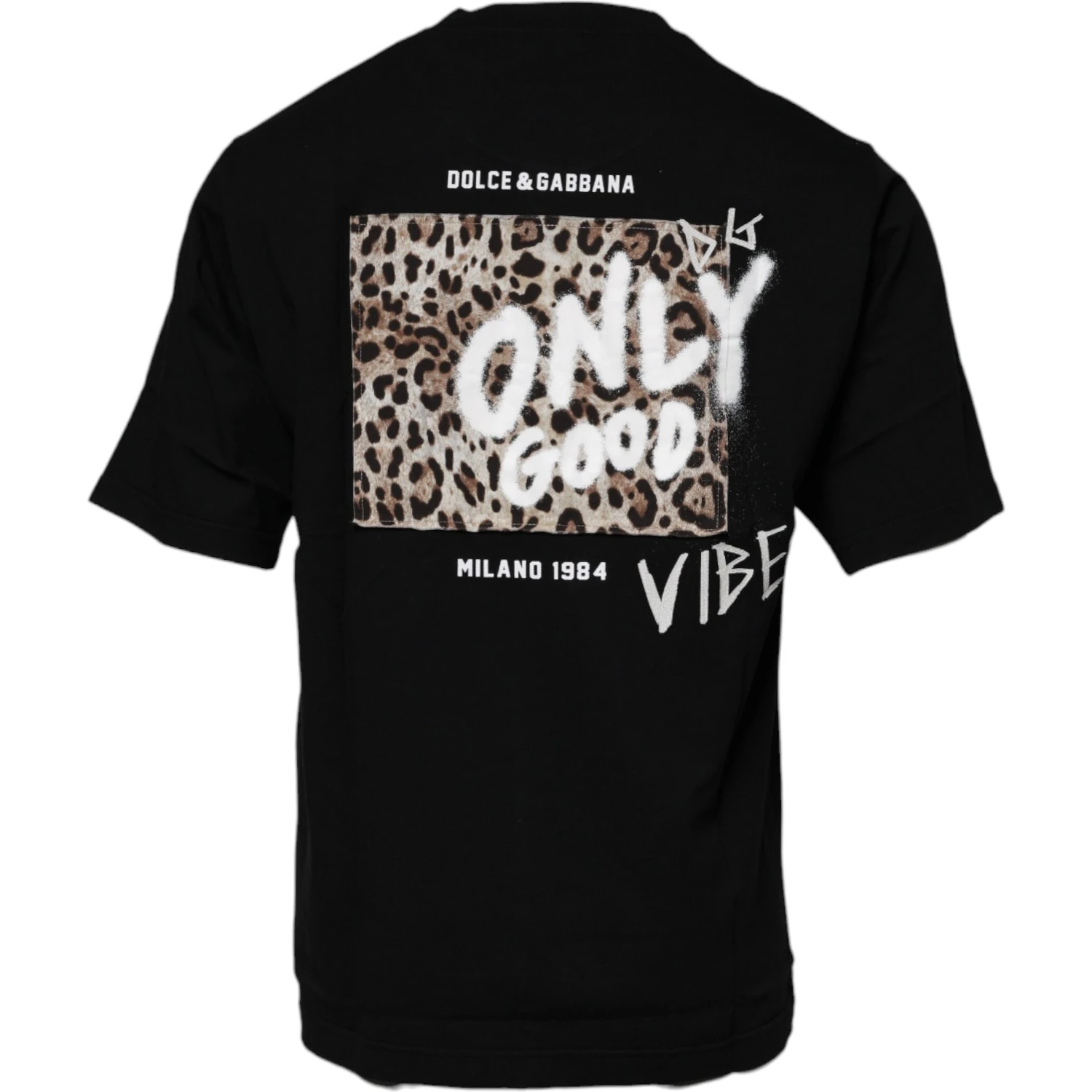 Black Amore Leopard Cotton Crew Neck T-shirt