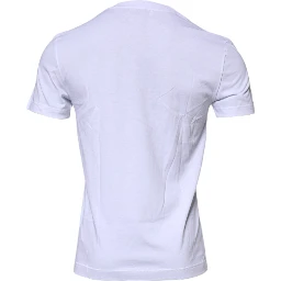 White Logo Plaque Cotton Crew Neck T-shirt