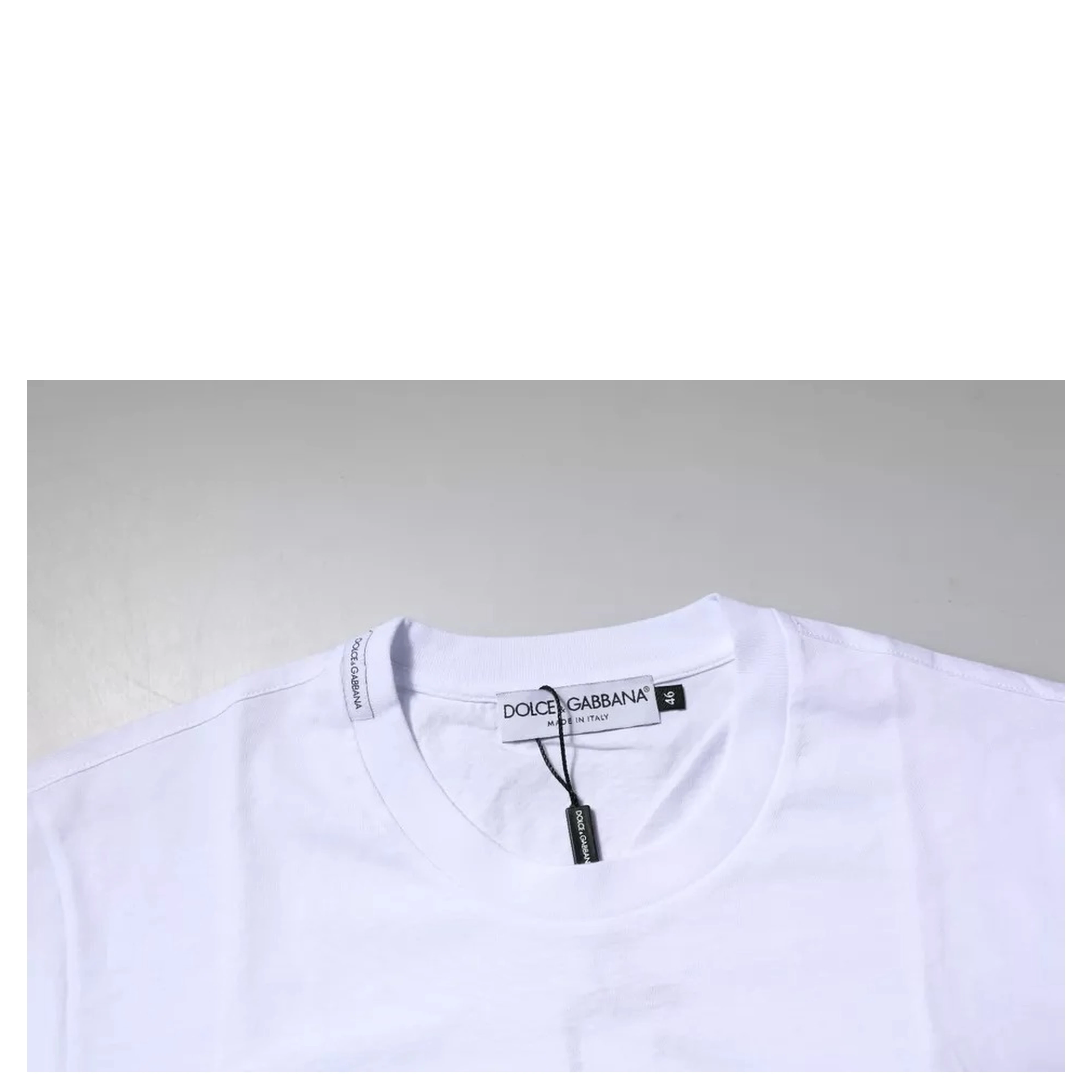 White Logo Plaque Cotton Crew Neck T-shirt