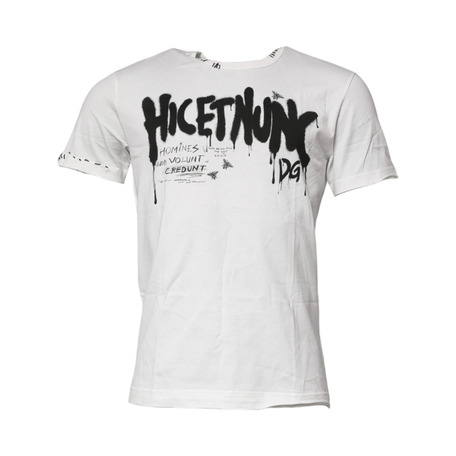 White Graphic Print Cotton Crew Neck T-shirt
