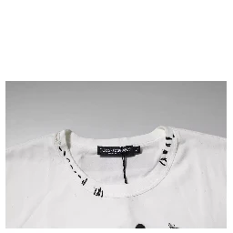 White Graphic Print Cotton Crew Neck T-shirt