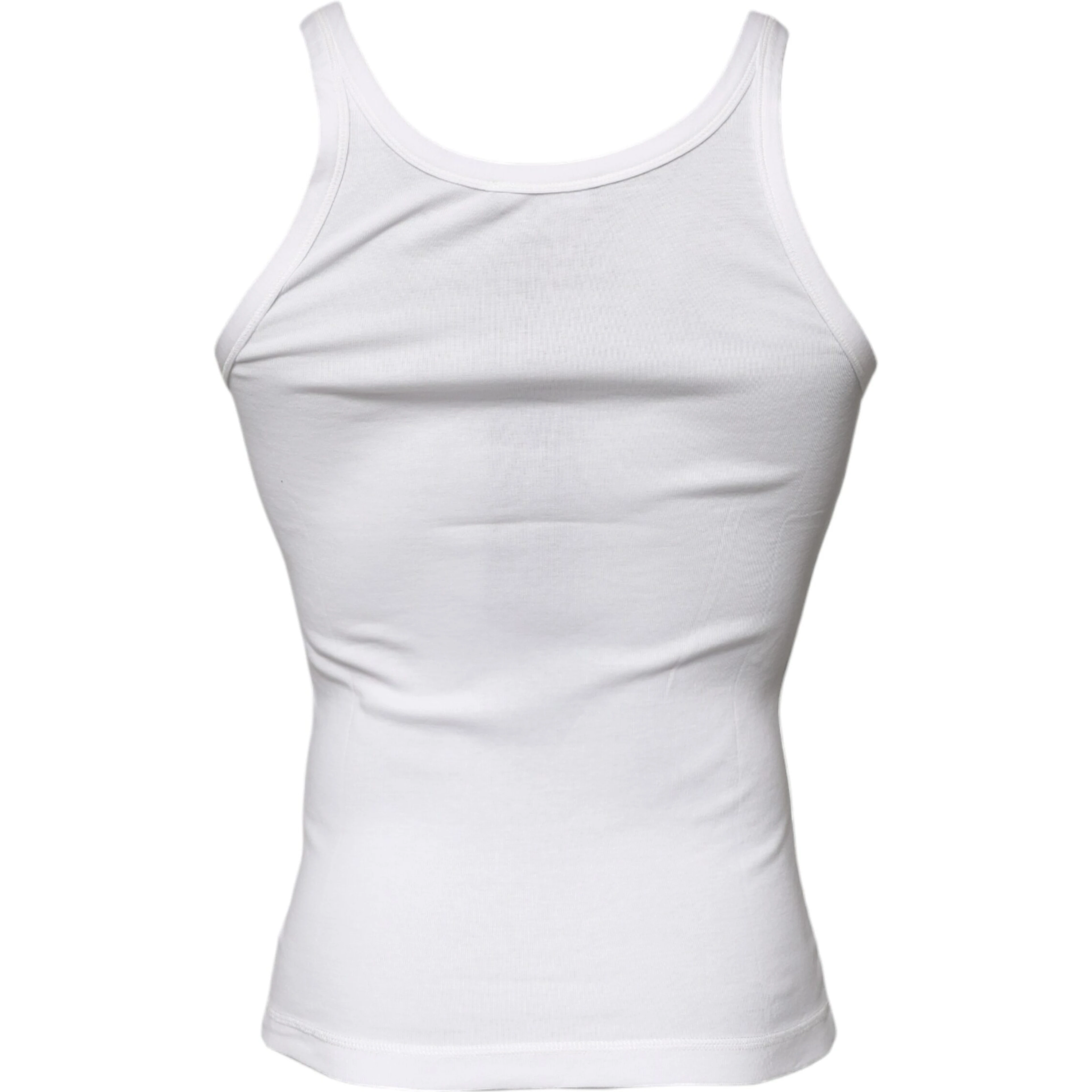 Ivory Cotton Sleeveless Round Neck Tank T-shirt