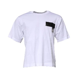 White Logo Patch Cotton Crew Neck T-shirt