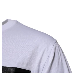 White Logo Patch Cotton Crew Neck T-shirt