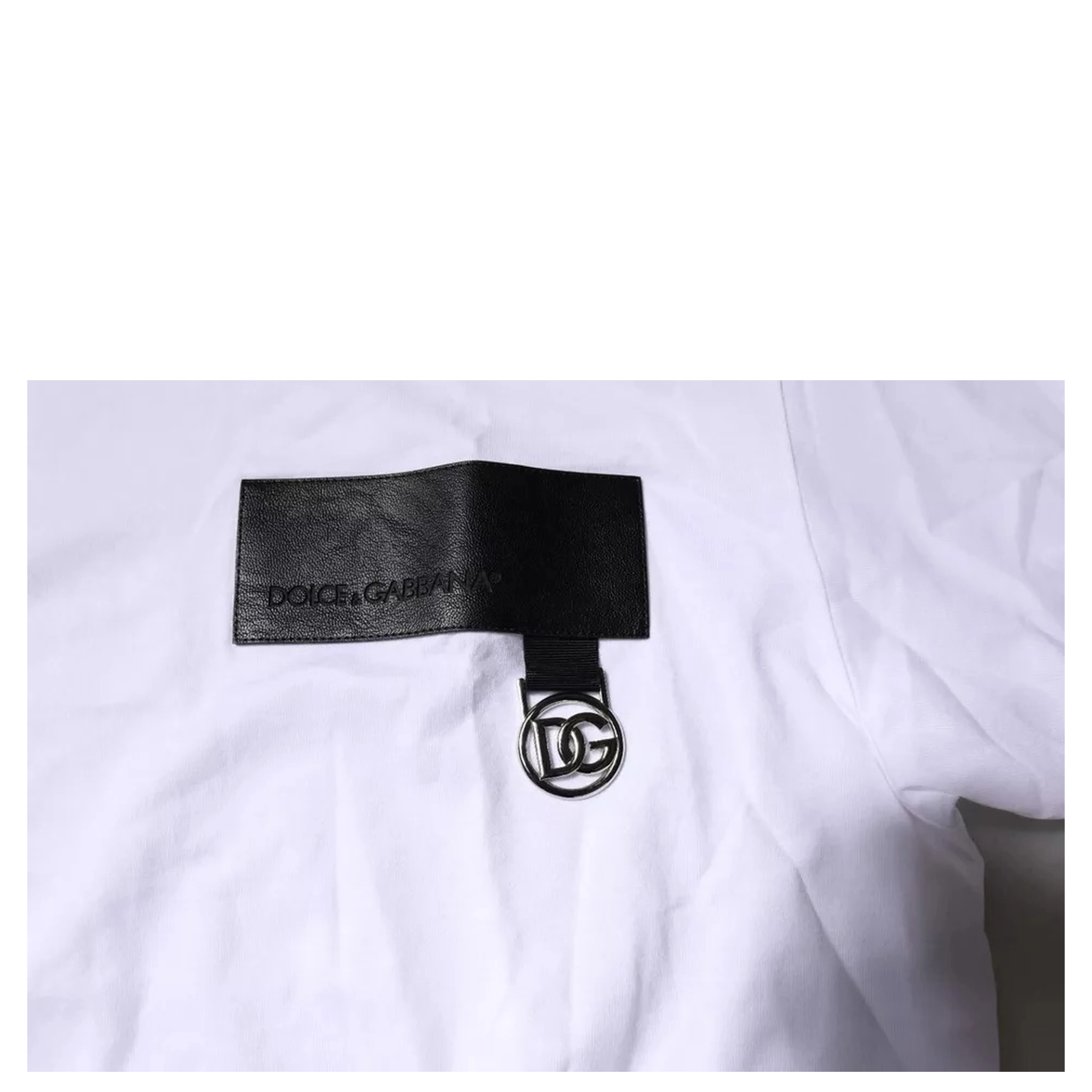 White Logo Patch Cotton Crew Neck T-shirt