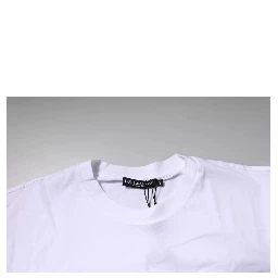 White Logo Patch Cotton Crew Neck T-shirt