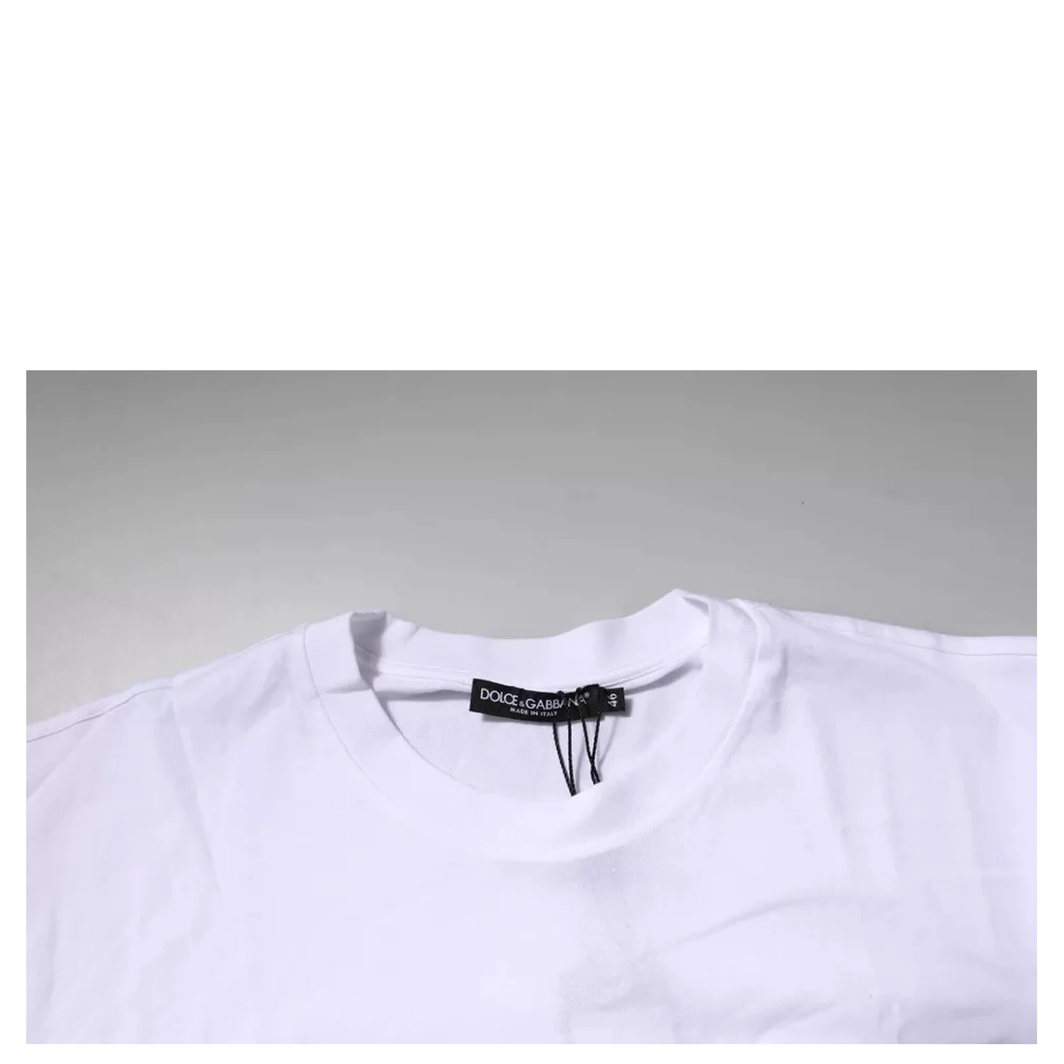 White Logo Patch Cotton Crew Neck T-shirt