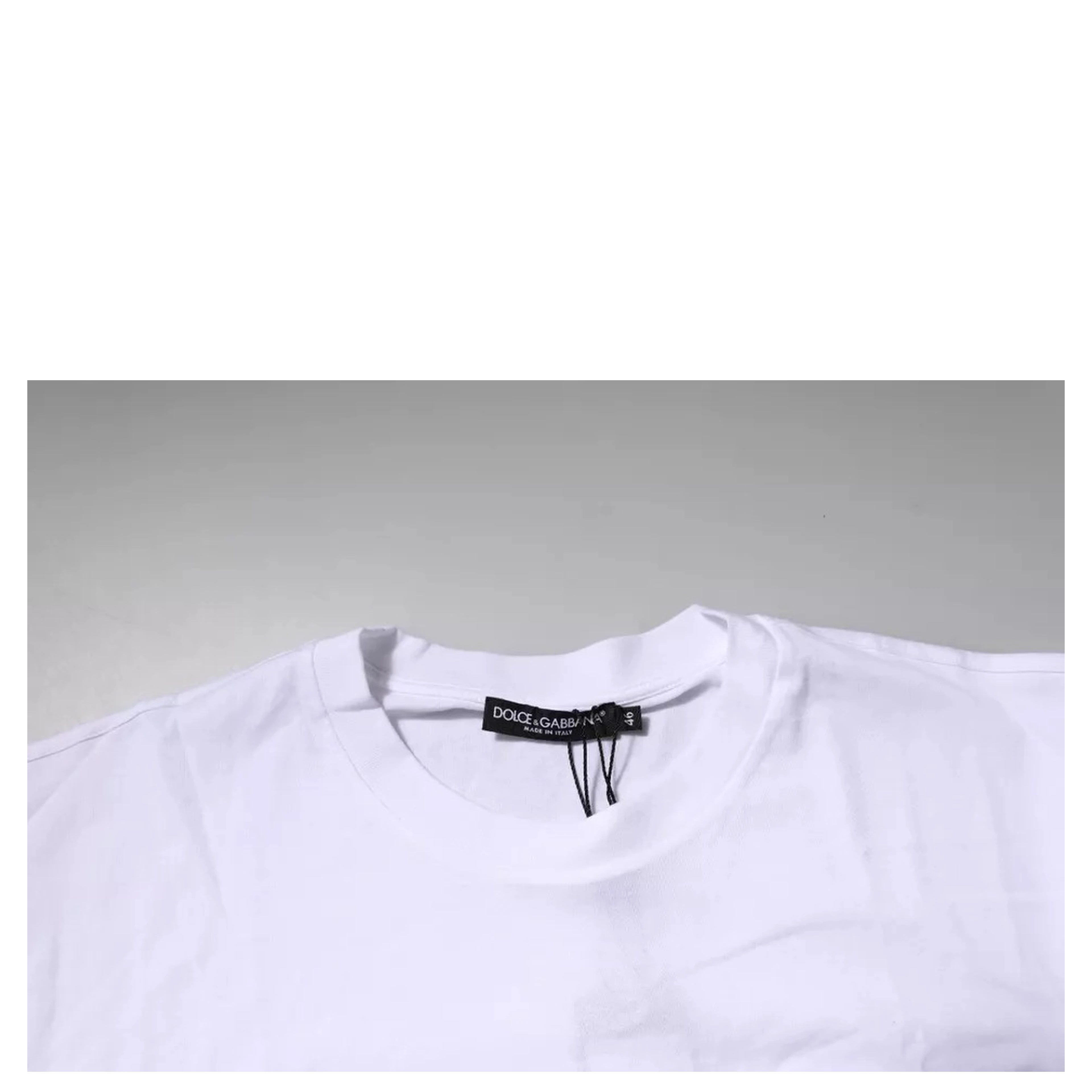 White Logo Patch Cotton Crew Neck T-shirt