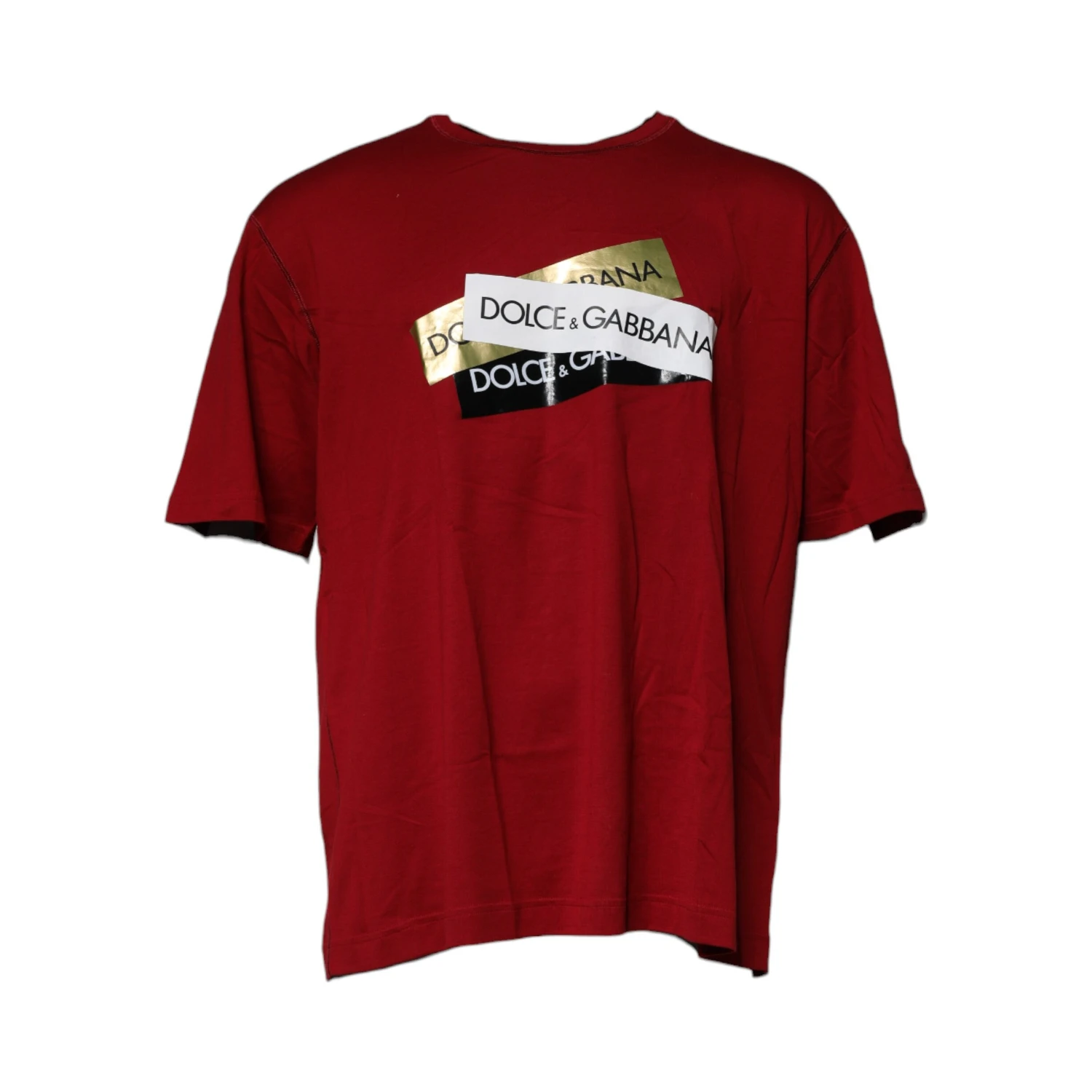 Red Logo Tape Cotton Crew Neck T-shirt