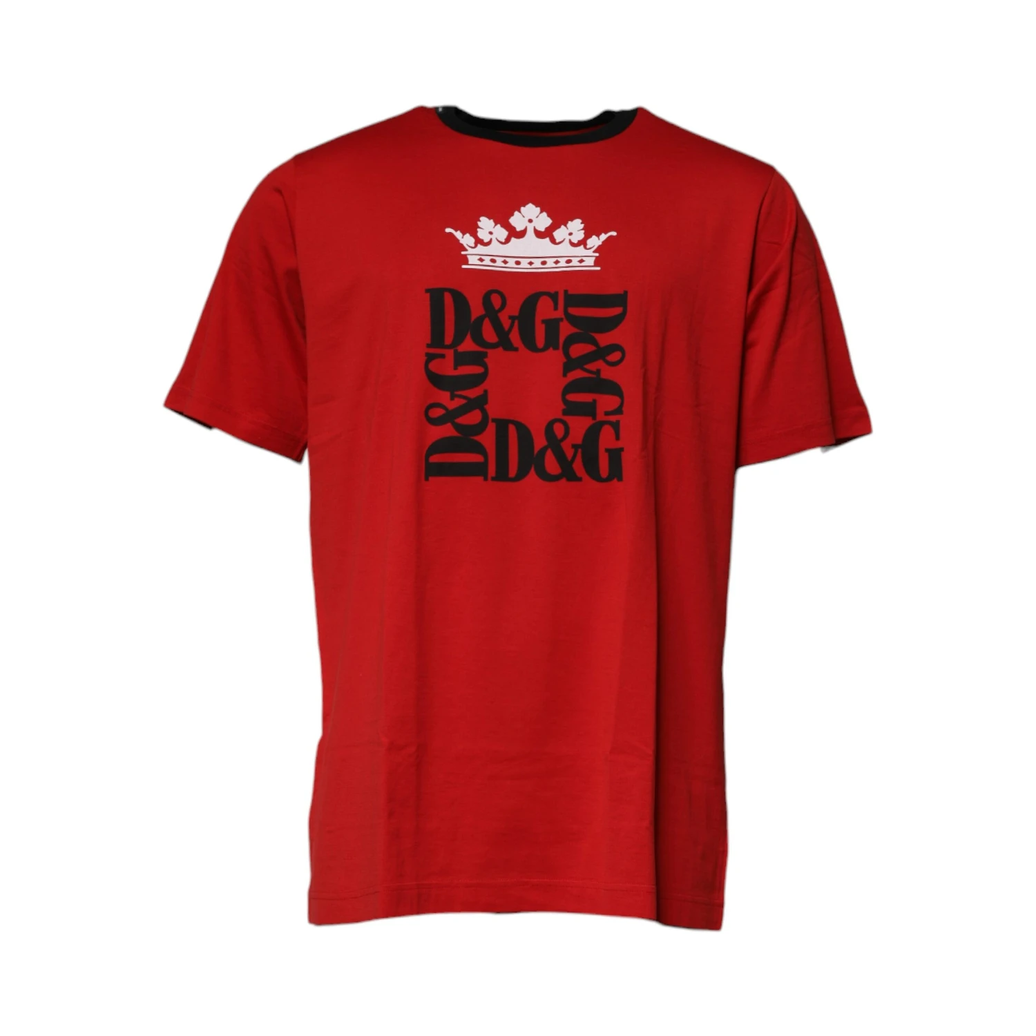 Red Logo Crown Cotton Crew Neck T-shirt