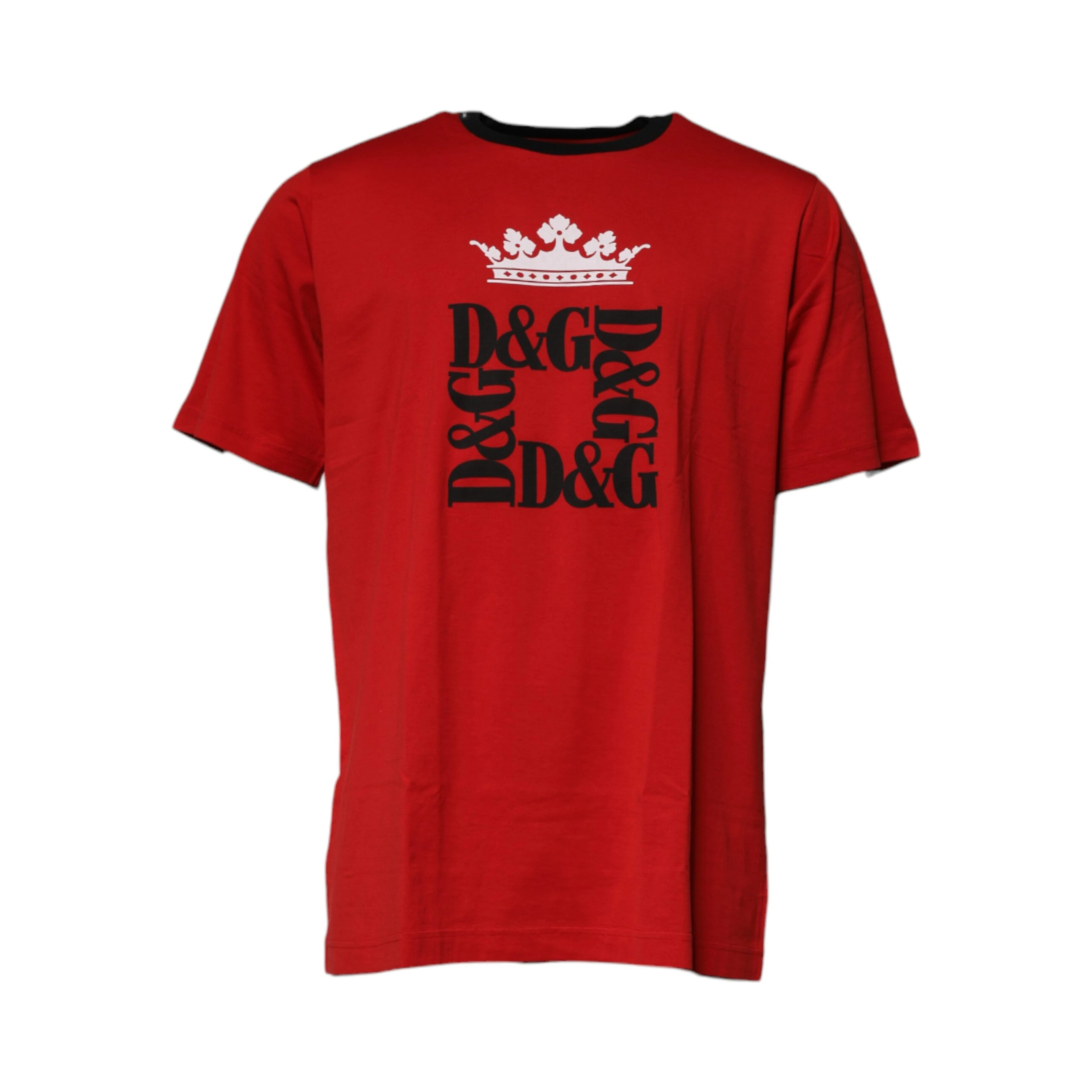 Red Logo Crown Cotton Crew Neck T-shirt