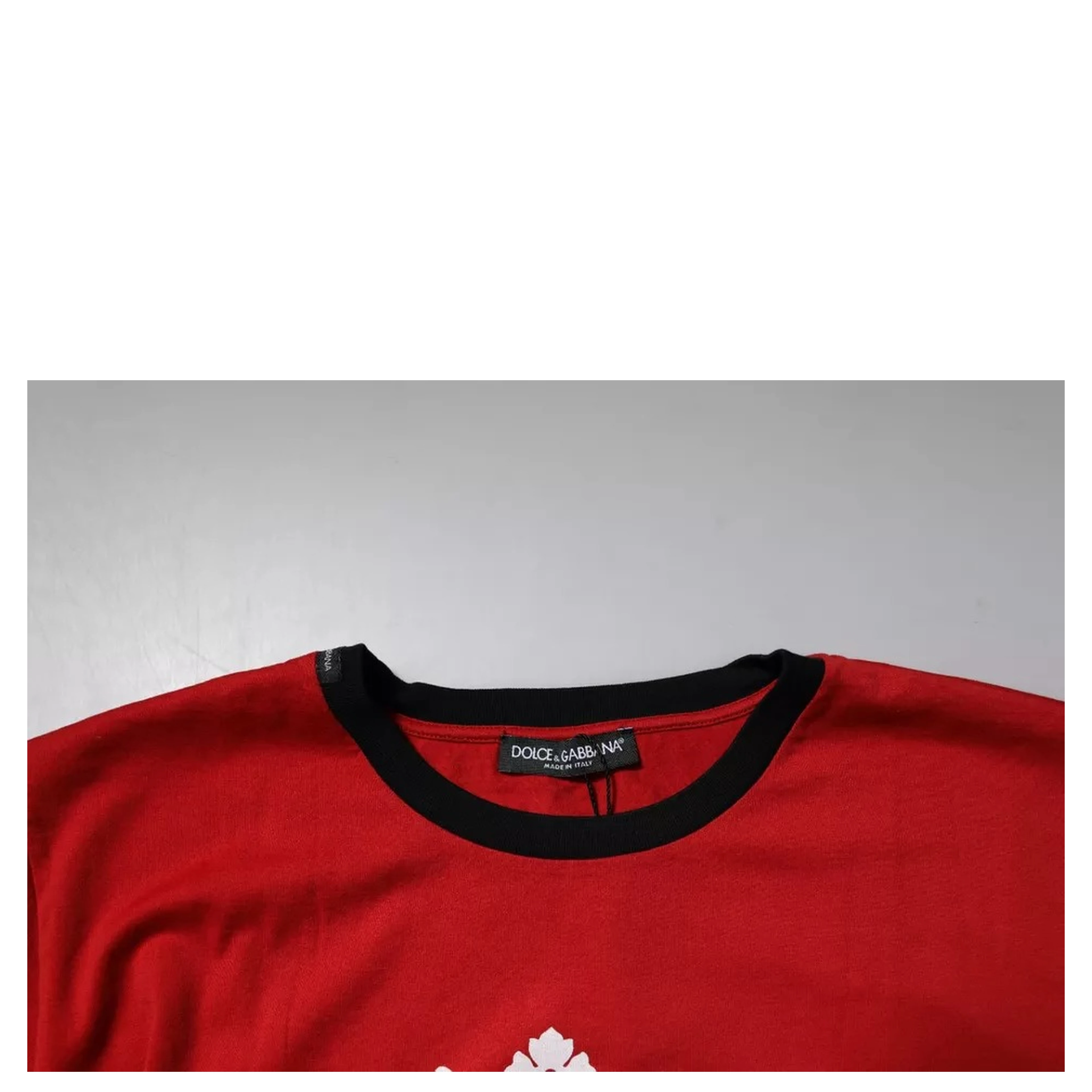 Red Logo Crown Cotton Crew Neck T-shirt