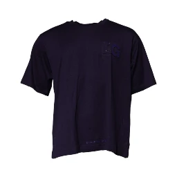 Navy Blue DG Logo Cotton Crew Neck T-shirt