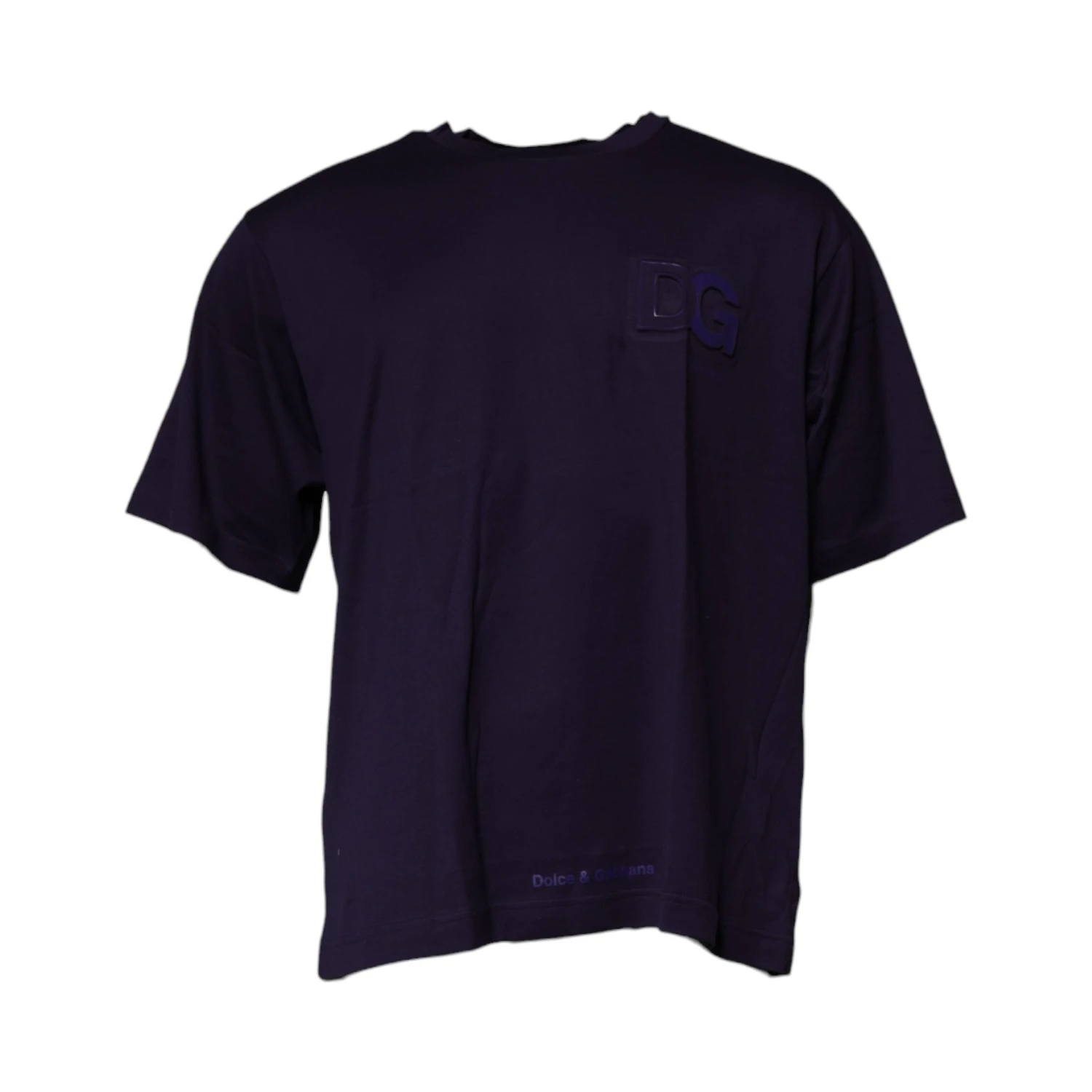 Navy Blue DG Logo Cotton Crew Neck T-shirt