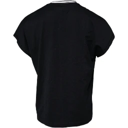 Dark Blue Logo Crown Cotton Crew Neck T-shirt