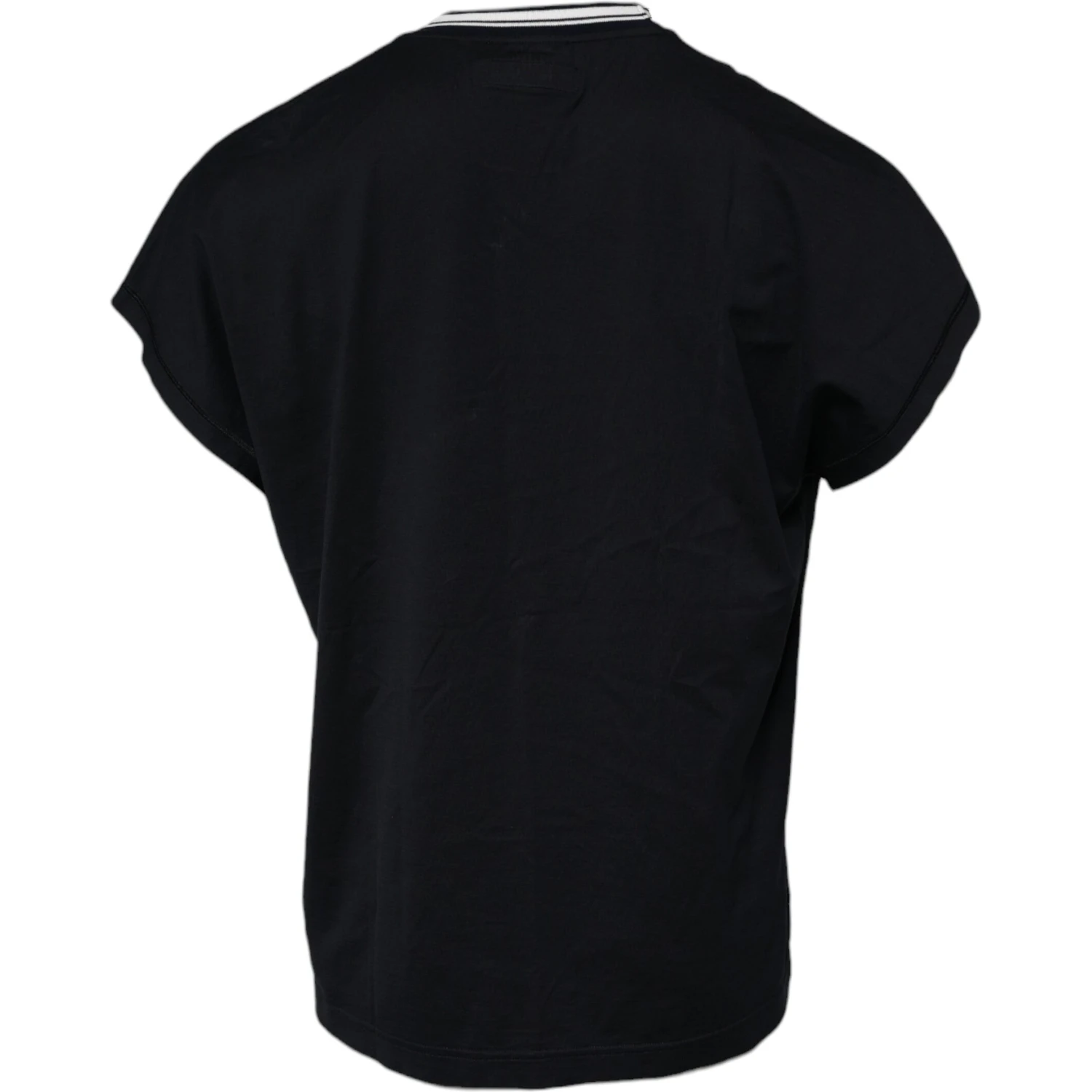 Dark Blue Logo Crown Cotton Crew Neck T-shirt
