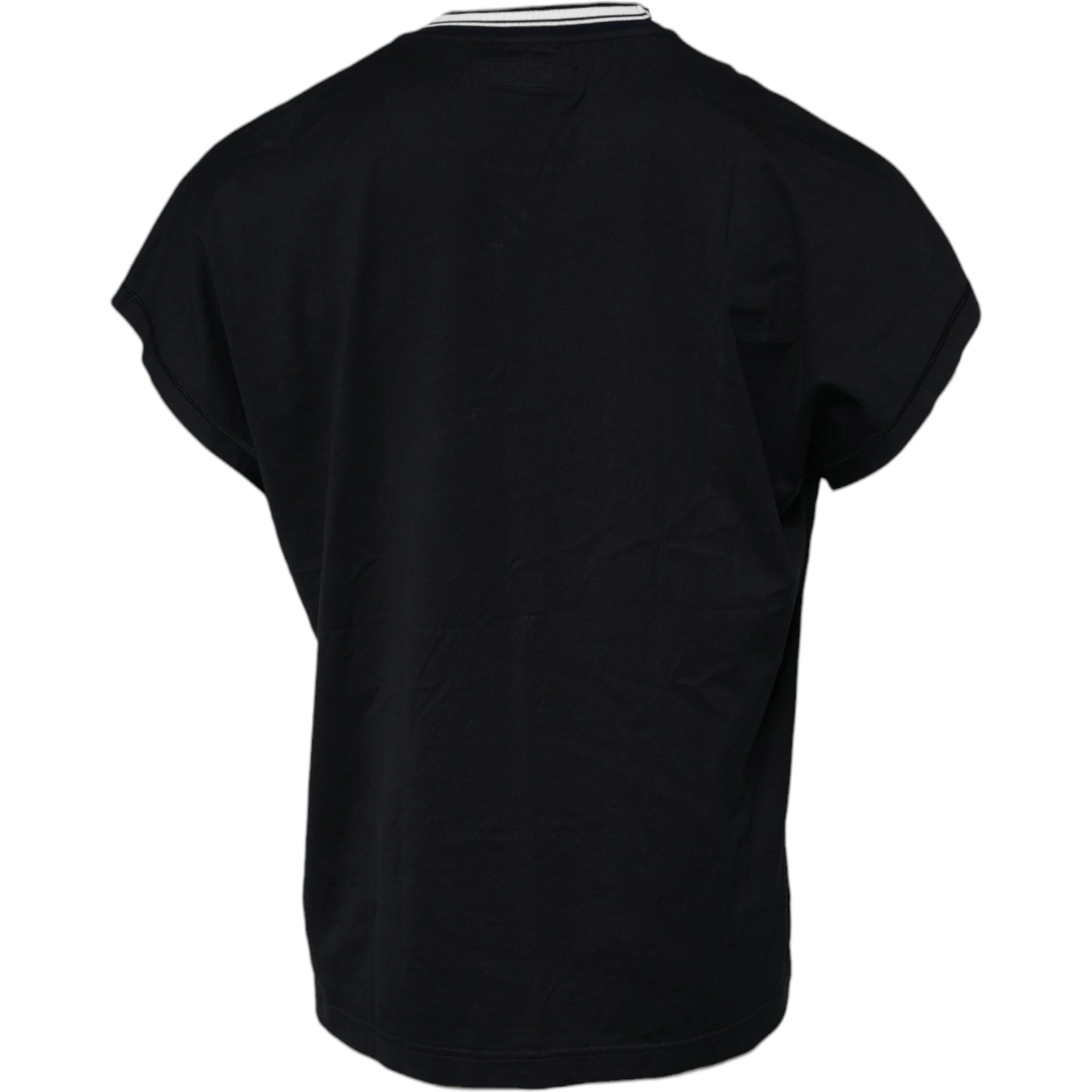 Dark Blue Logo Crown Cotton Crew Neck T-shirt