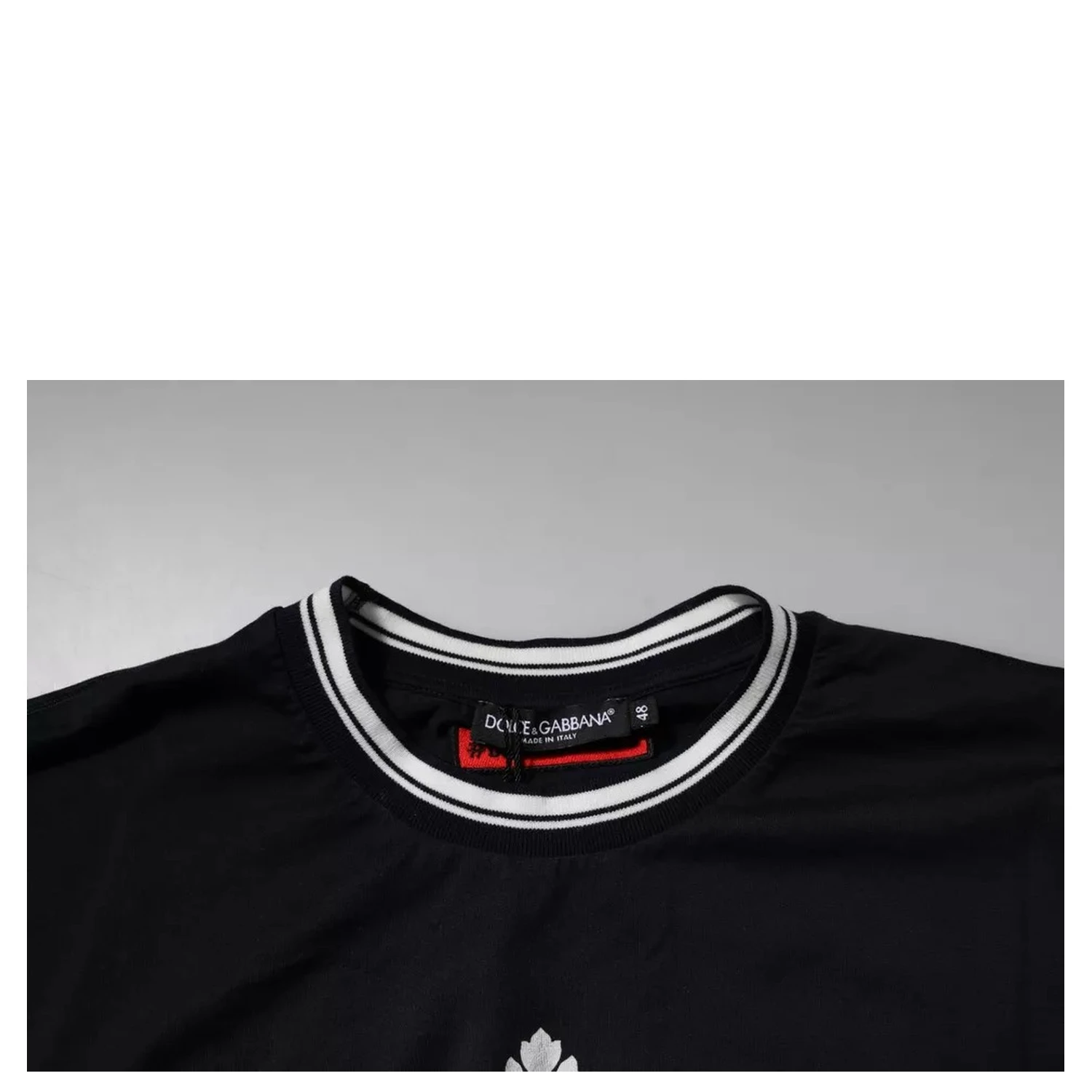 Dark Blue Logo Crown Cotton Crew Neck T-shirt