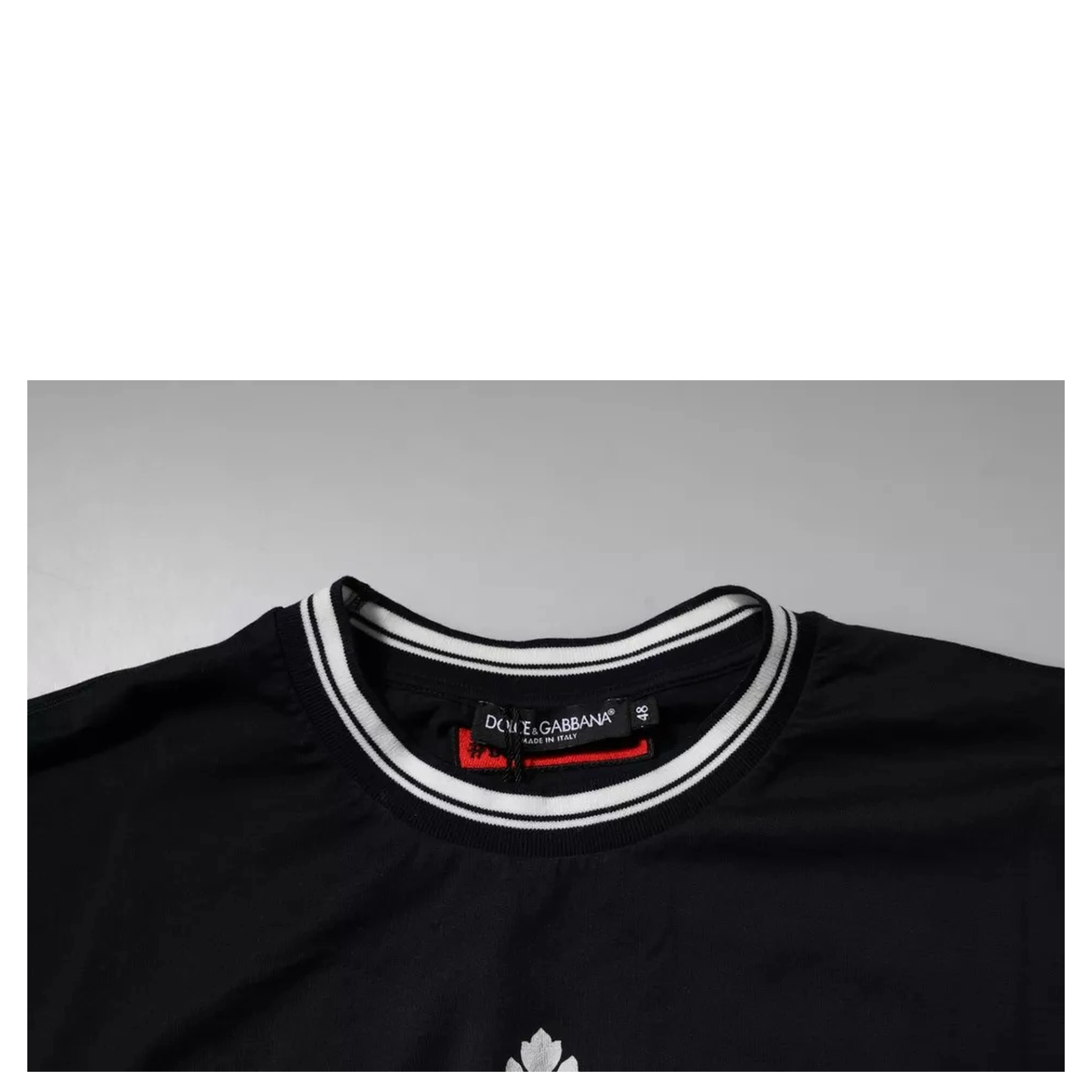 Dark Blue Logo Crown Cotton Crew Neck T-shirt