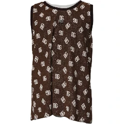 Brown Logo Monogram Cotton Crew Neck T-shirt