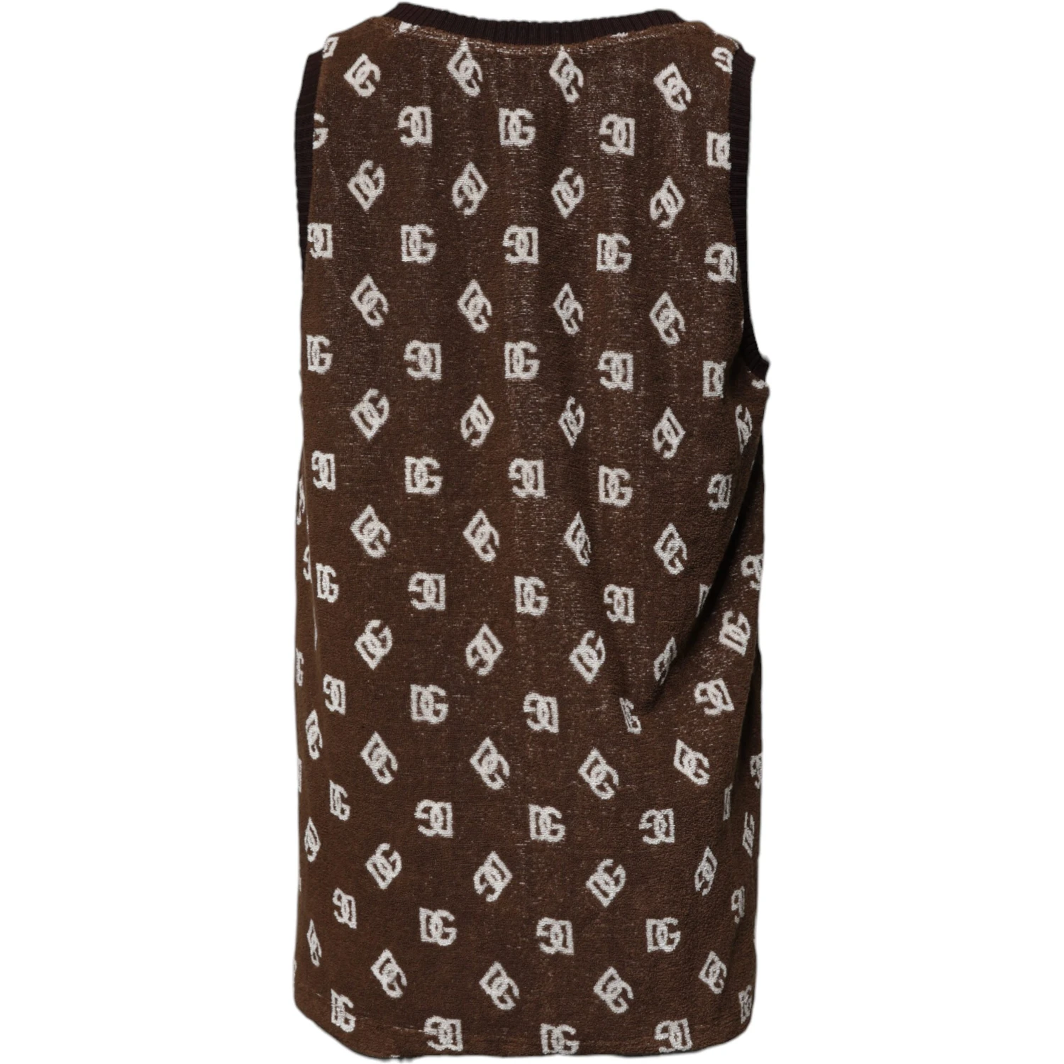 Brown Logo Monogram Cotton Crew Neck T-shirt