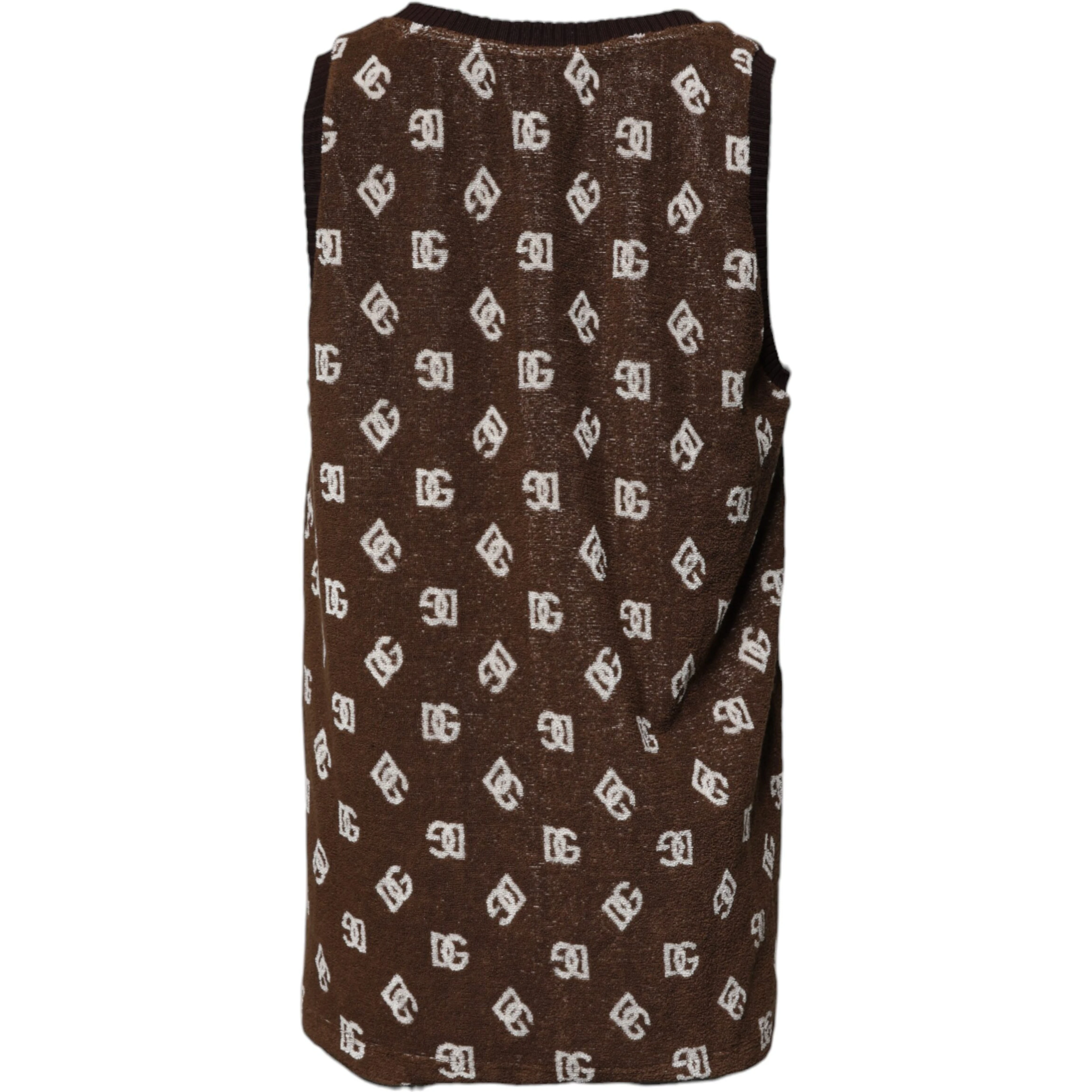 Brown Logo Monogram Cotton Crew Neck T-shirt
