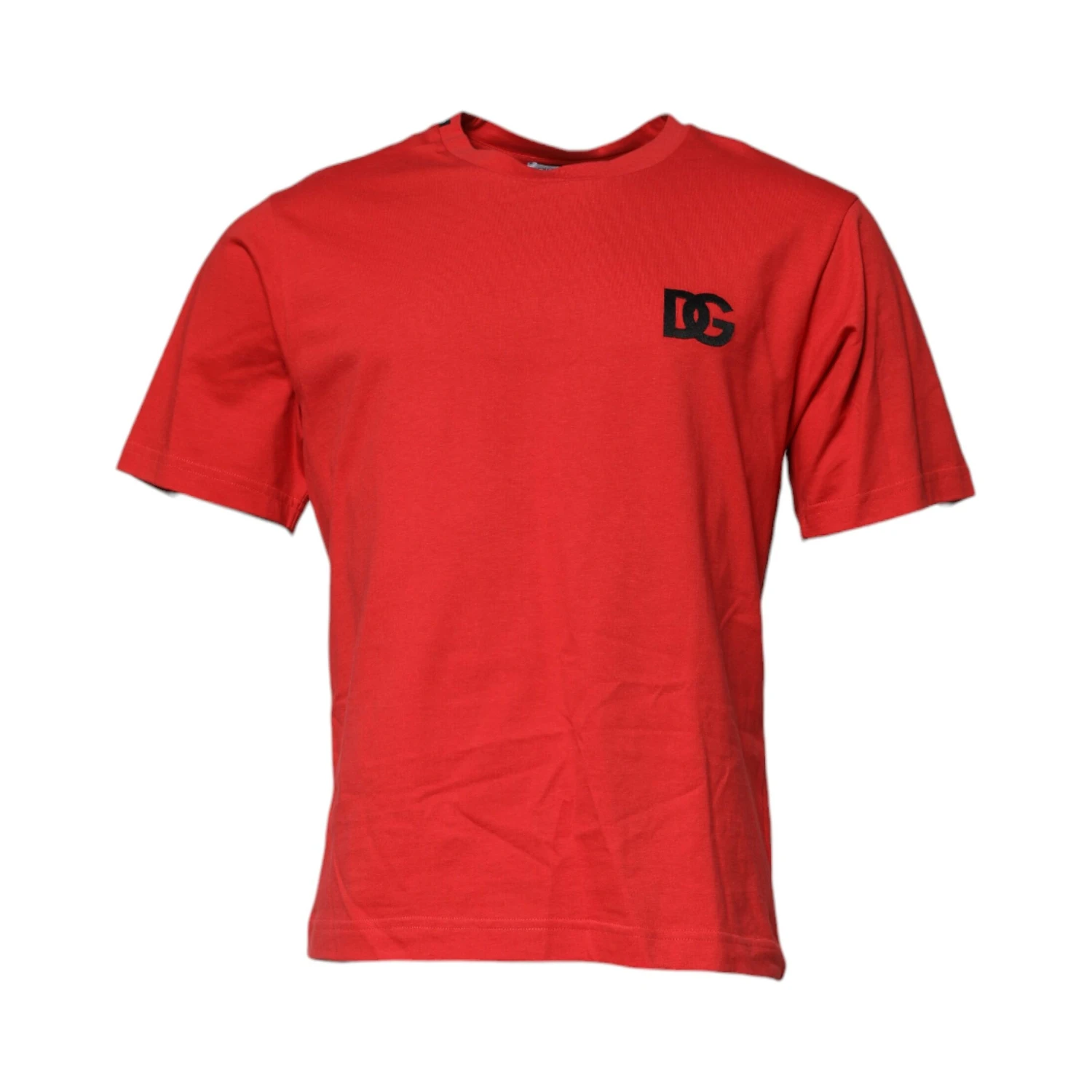 Red DG Logo Patch Cotton Crew Neck T-shirt