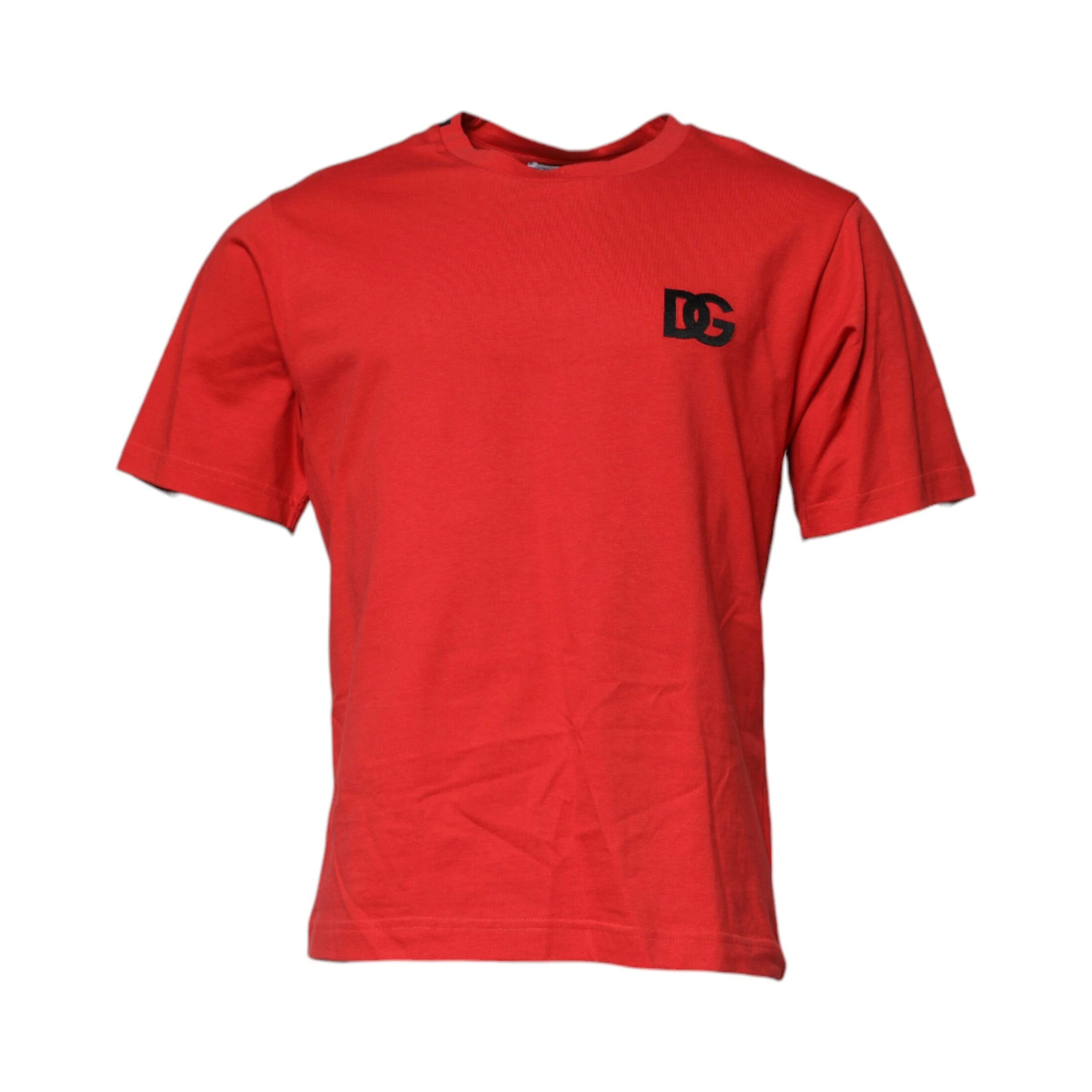 Red DG Logo Patch Cotton Crew Neck T-shirt