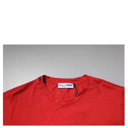 Red DG Logo Patch Cotton Crew Neck T-shirt