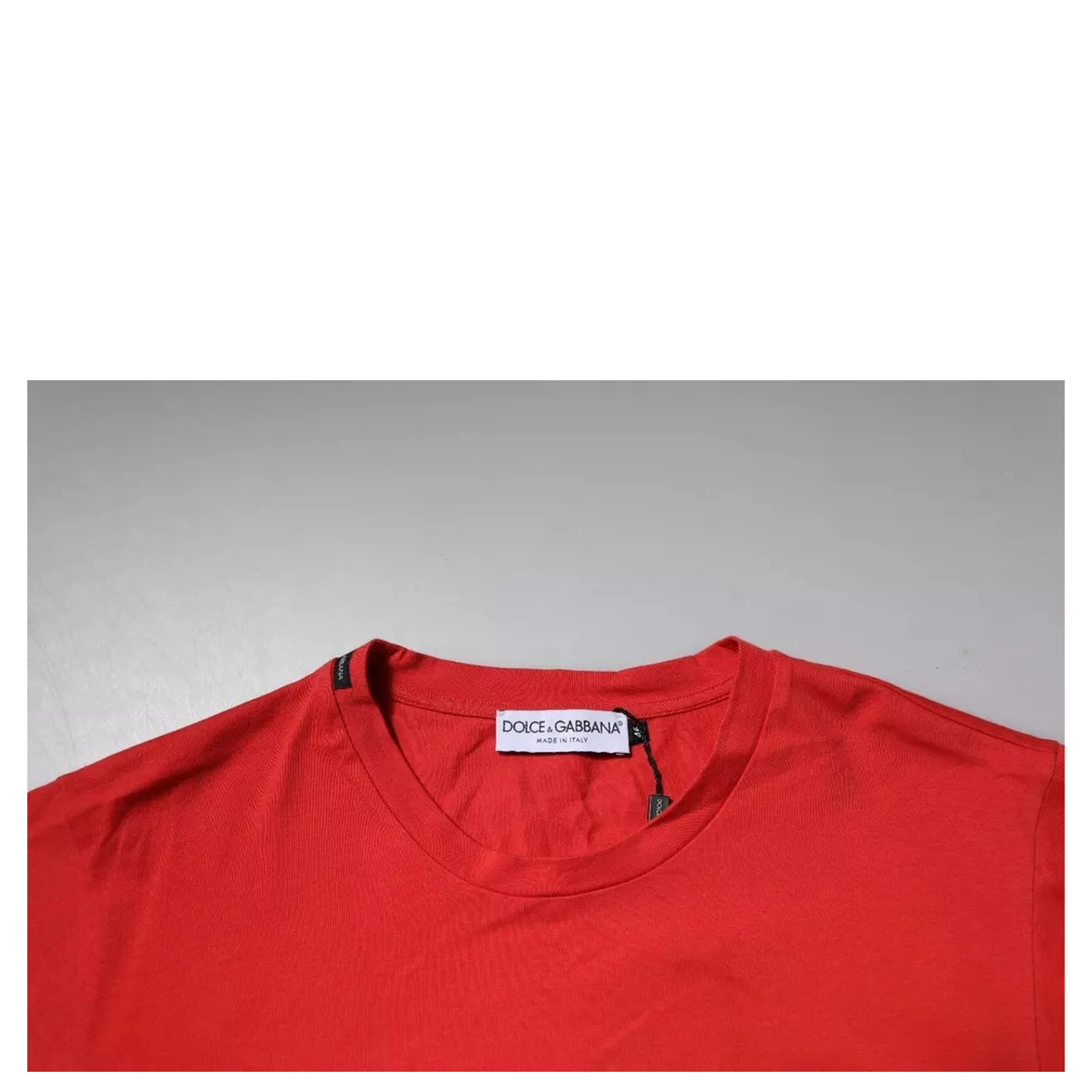 Red DG Logo Patch Cotton Crew Neck T-shirt