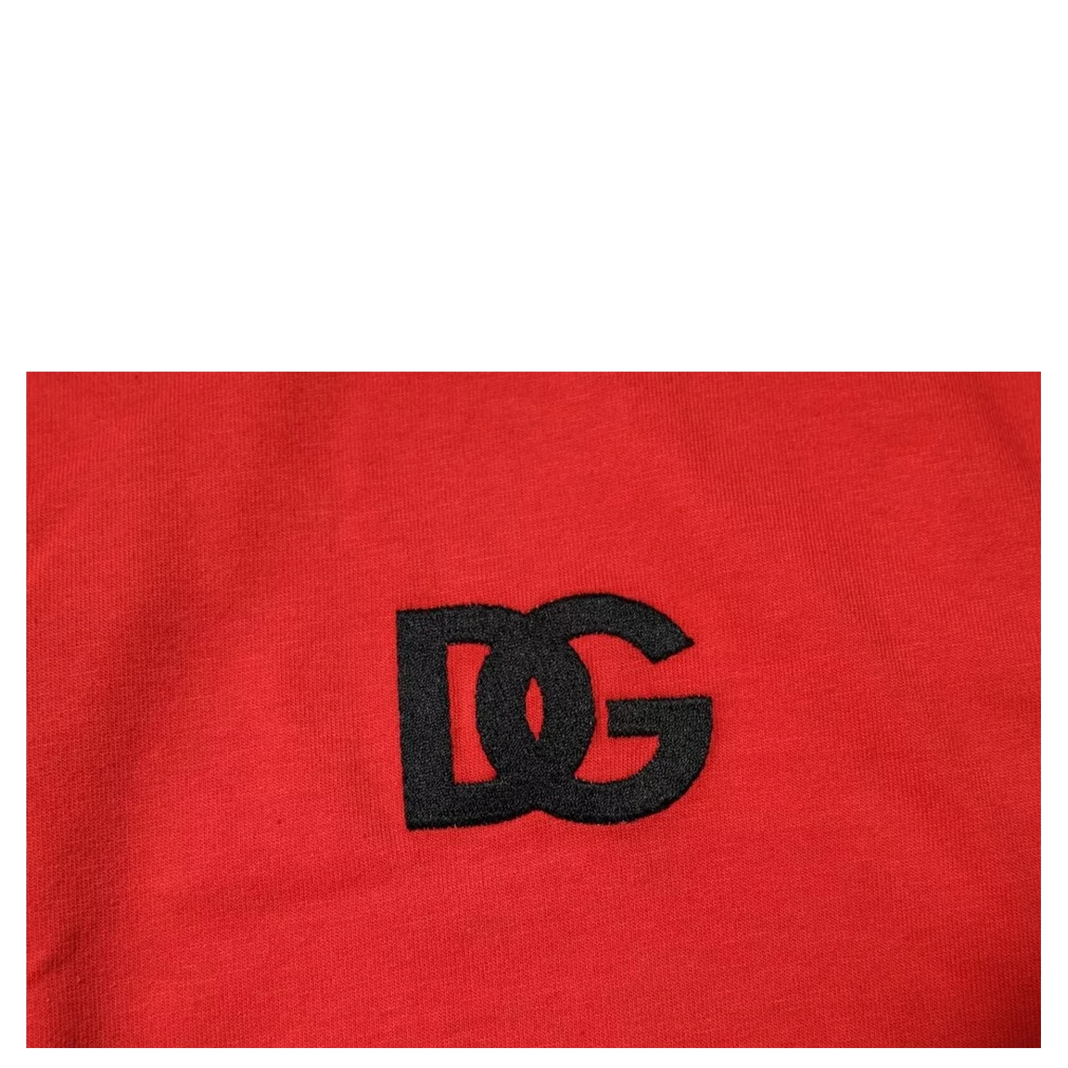 Red DG Logo Patch Cotton Crew Neck T-shirt
