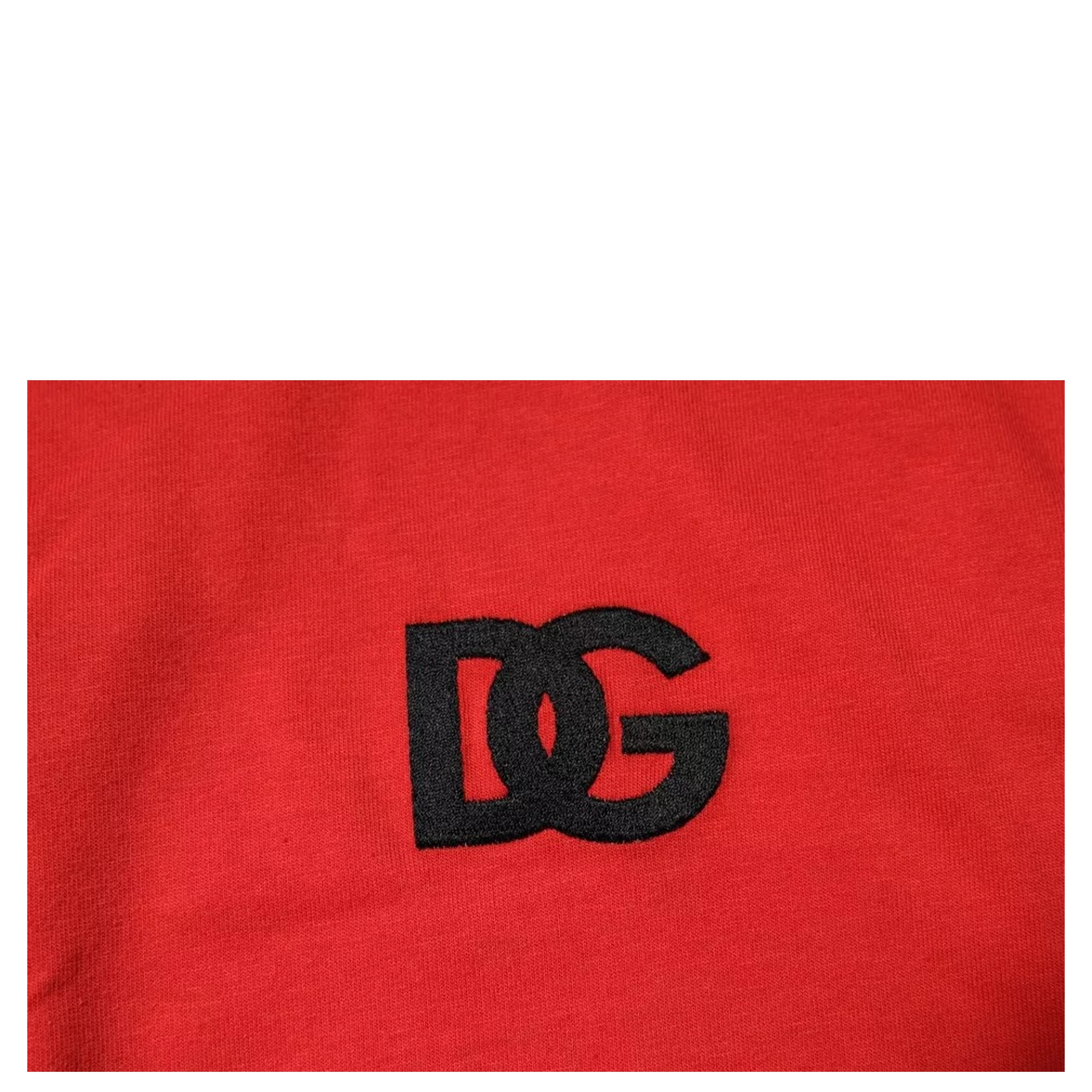 Red DG Logo Patch Cotton Crew Neck T-shirt