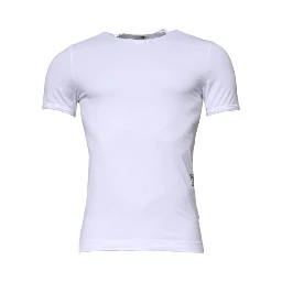 White Cotton Stretch Crewneck Underwear T-shirt