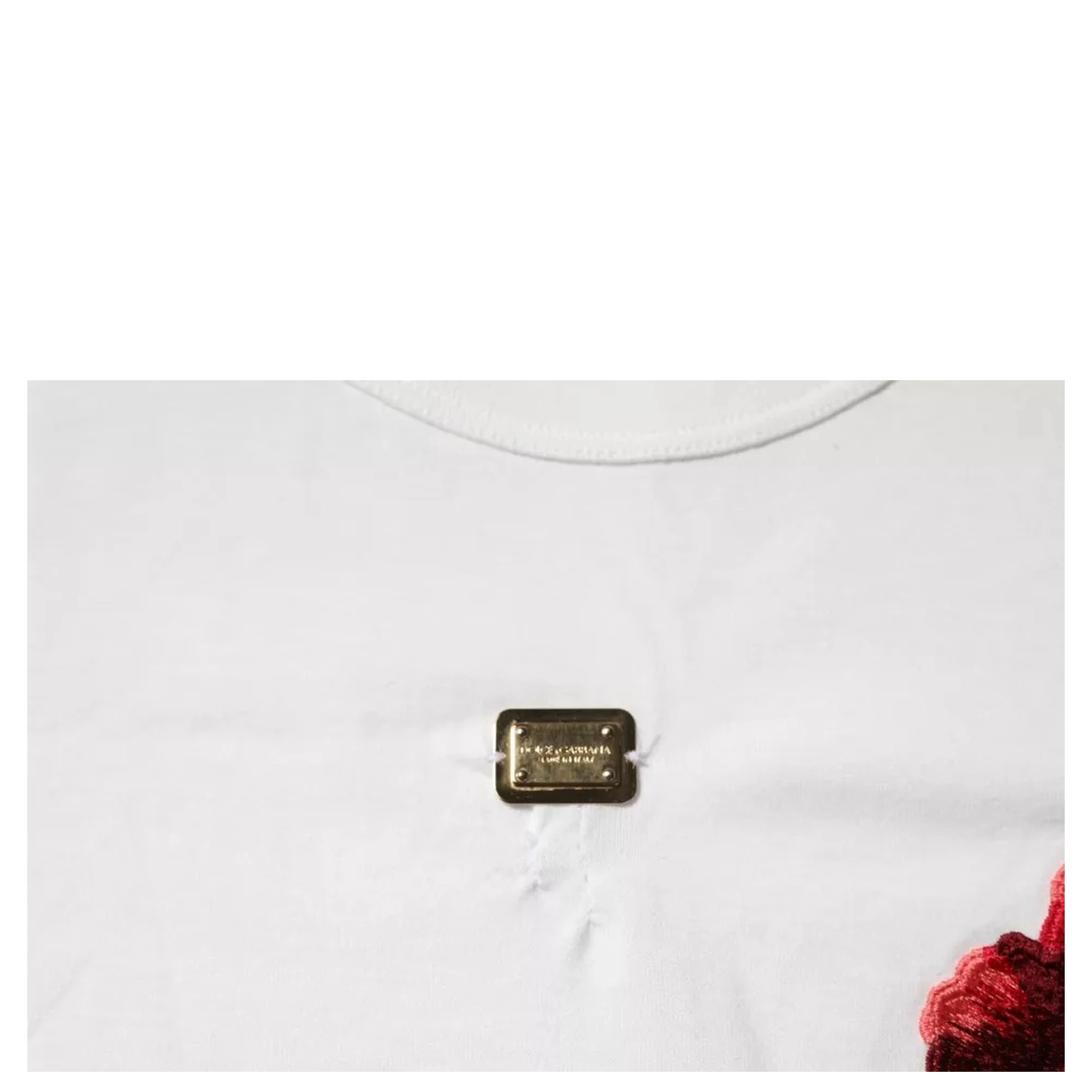 White Cotton Logo Floral Crew Neck T-shirt