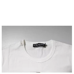 White Cotton Logo Floral Crew Neck T-shirt