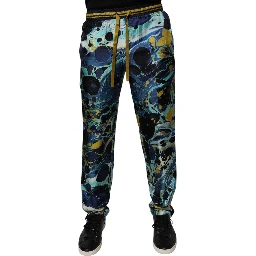 Multicolor Marble Print Jogger Sweatpants Pants