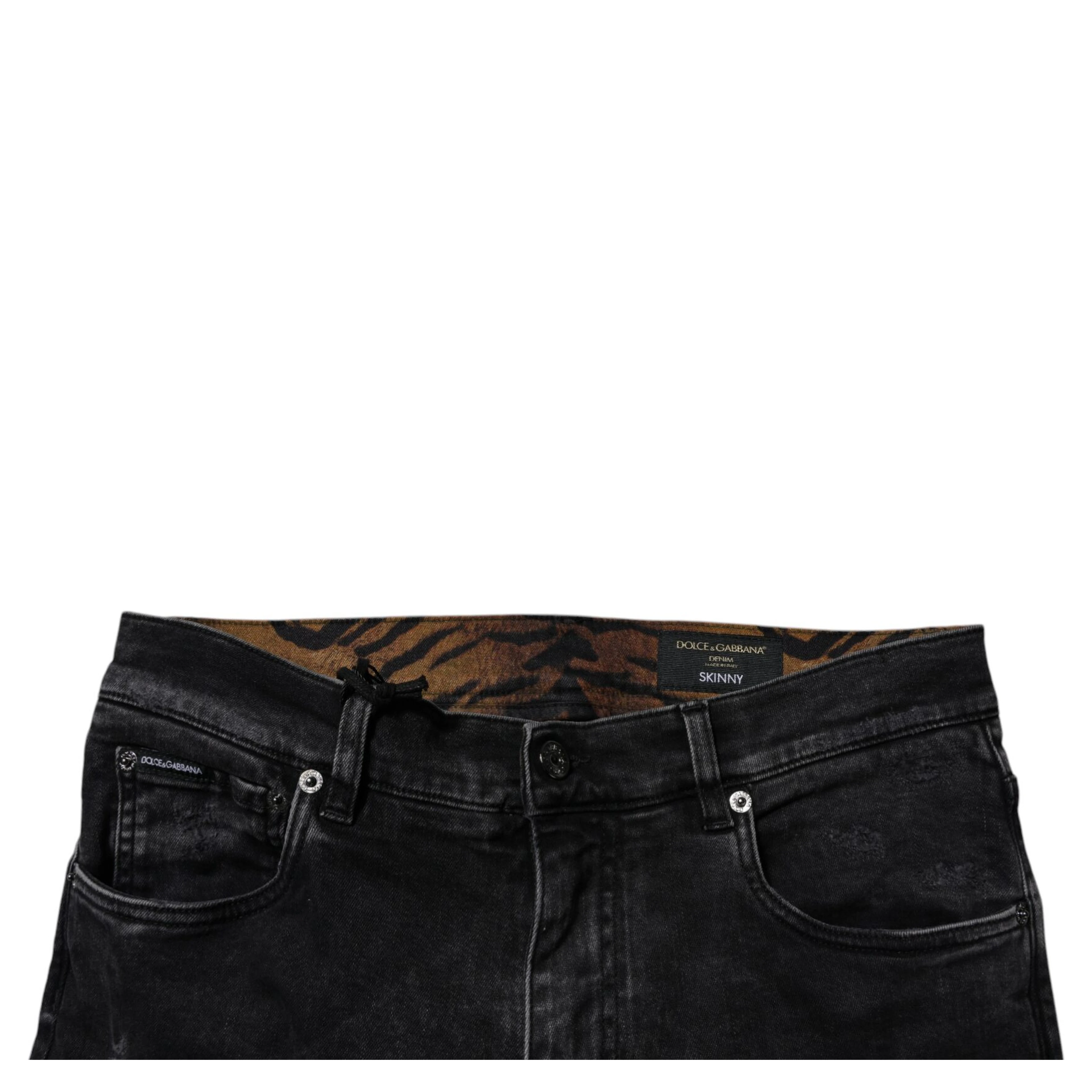 Black Tattered Cotton Skinny Men Denim Jeans