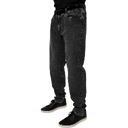 Black Cotton Stretch Skinny Men Denim Jeans