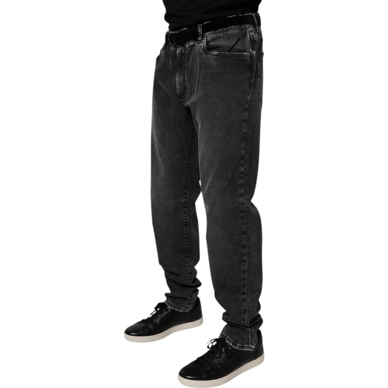 Black Cotton Stretch Skinny Men Denim Jeans